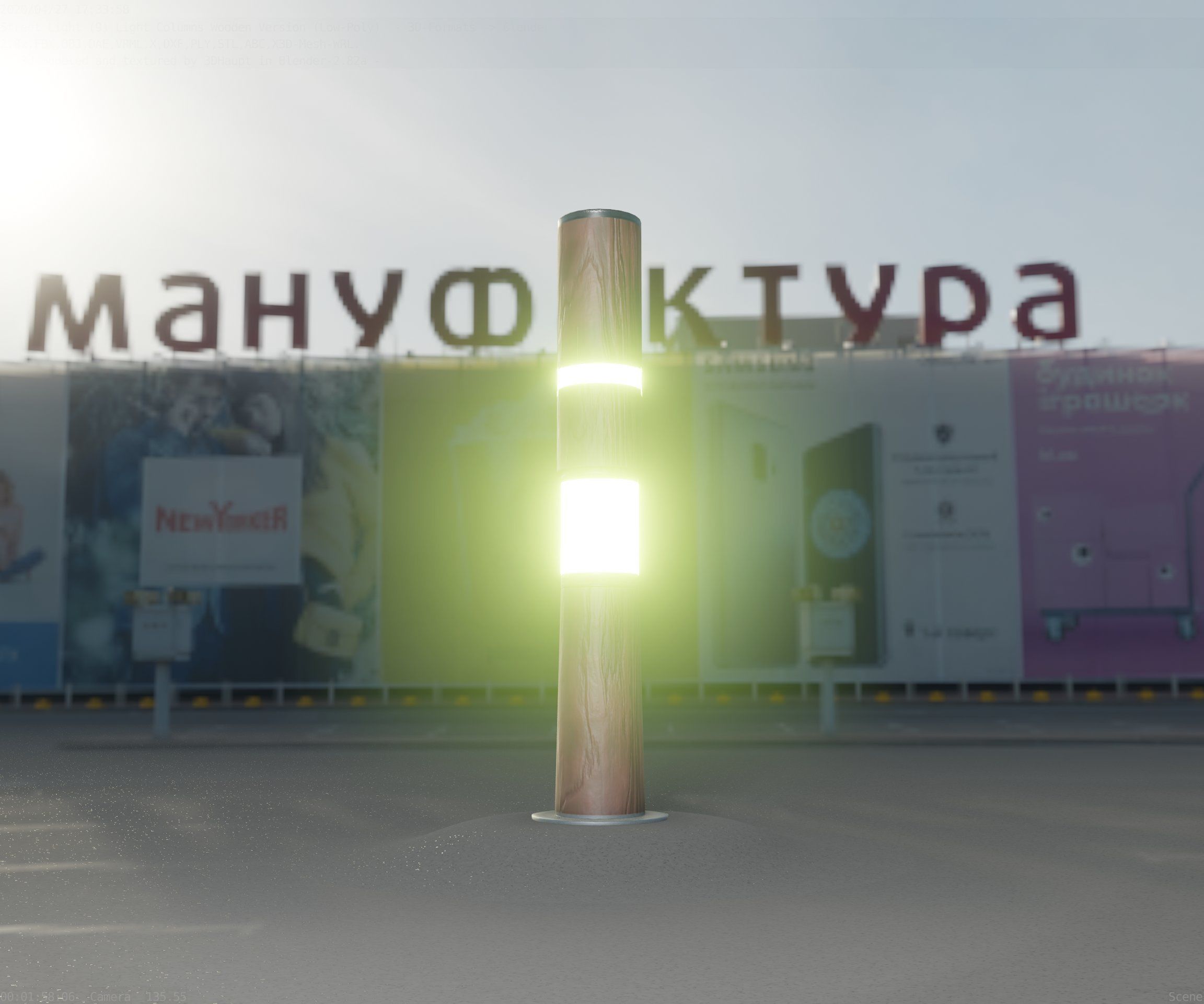 Light Column made of wood 29 - Low-Poly Street-Light Set-9 Low-poly 3D model_38