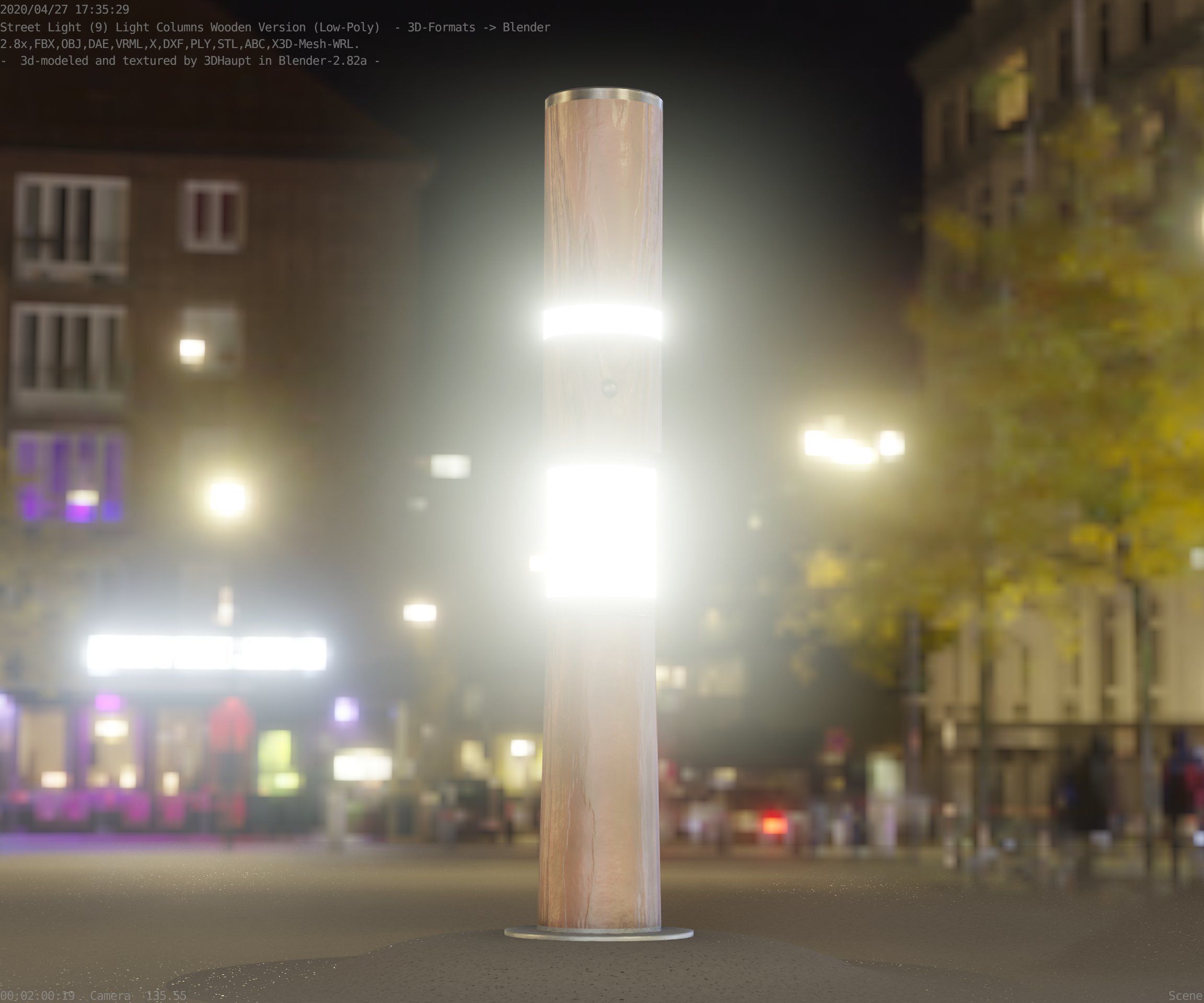 Light Column made of wood 29 - Low-Poly Street-Light Set-9 Low-poly 3D model_99