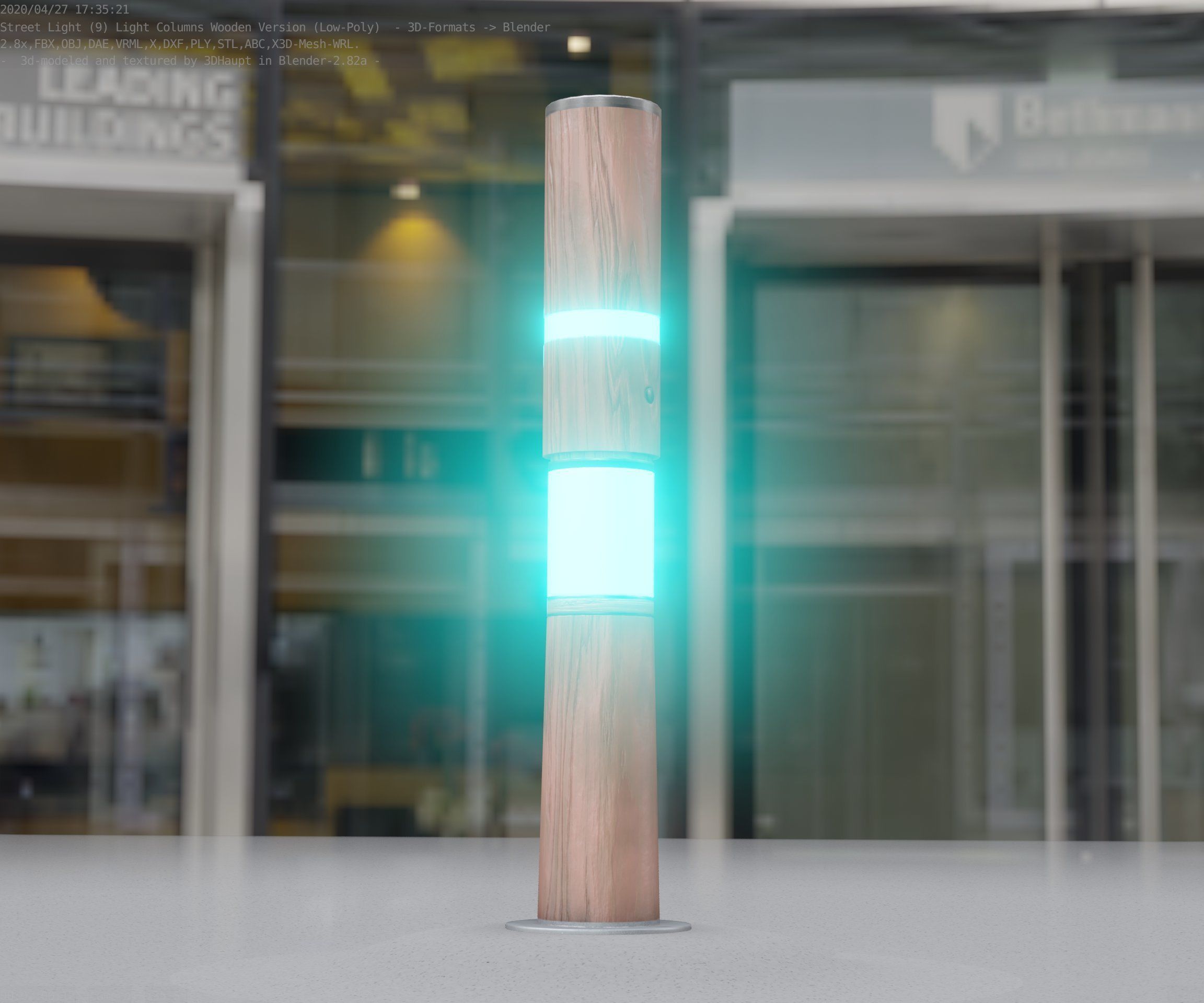 Light Column made of wood 29 - Low-Poly Street-Light Set-9 Low-poly 3D model_92