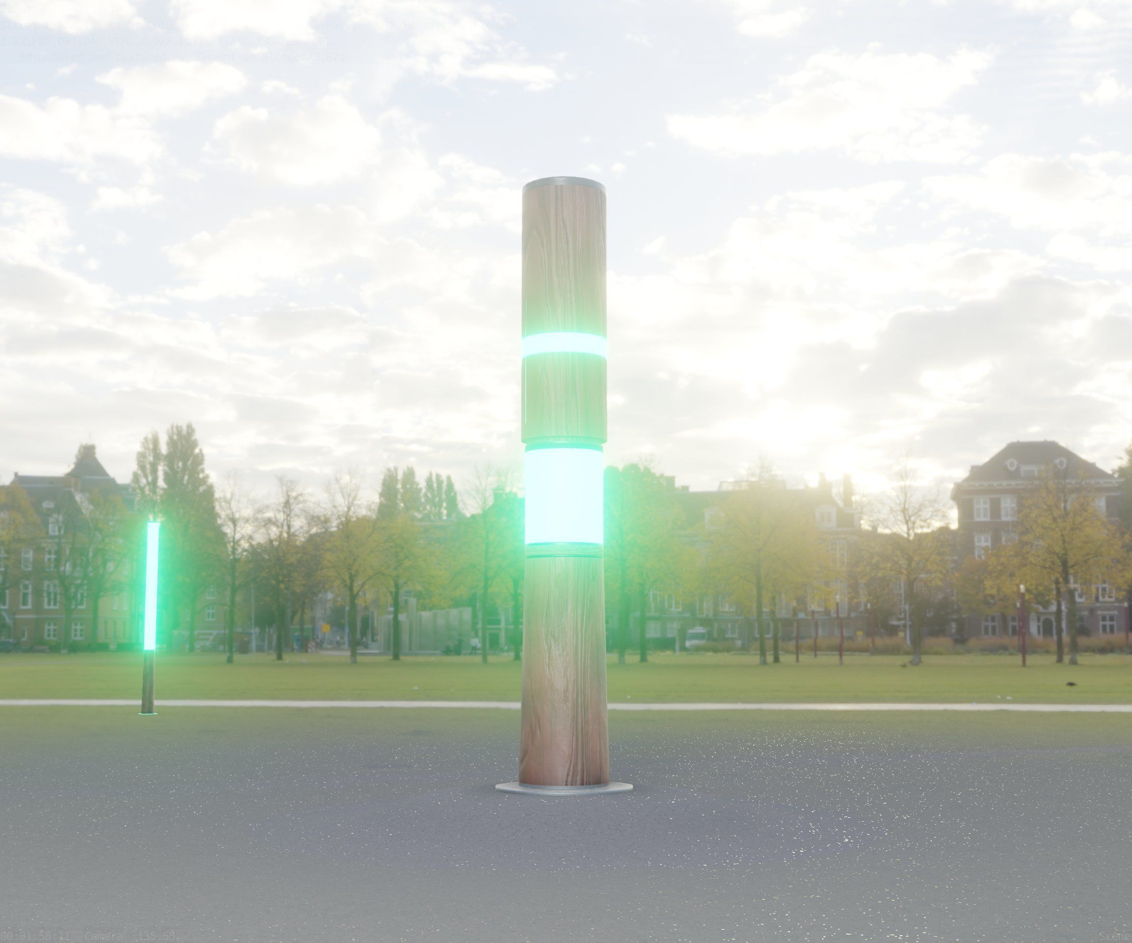 Light Column made of wood 29 - Low-Poly Street-Light Set-9 Low-poly 3D model_43