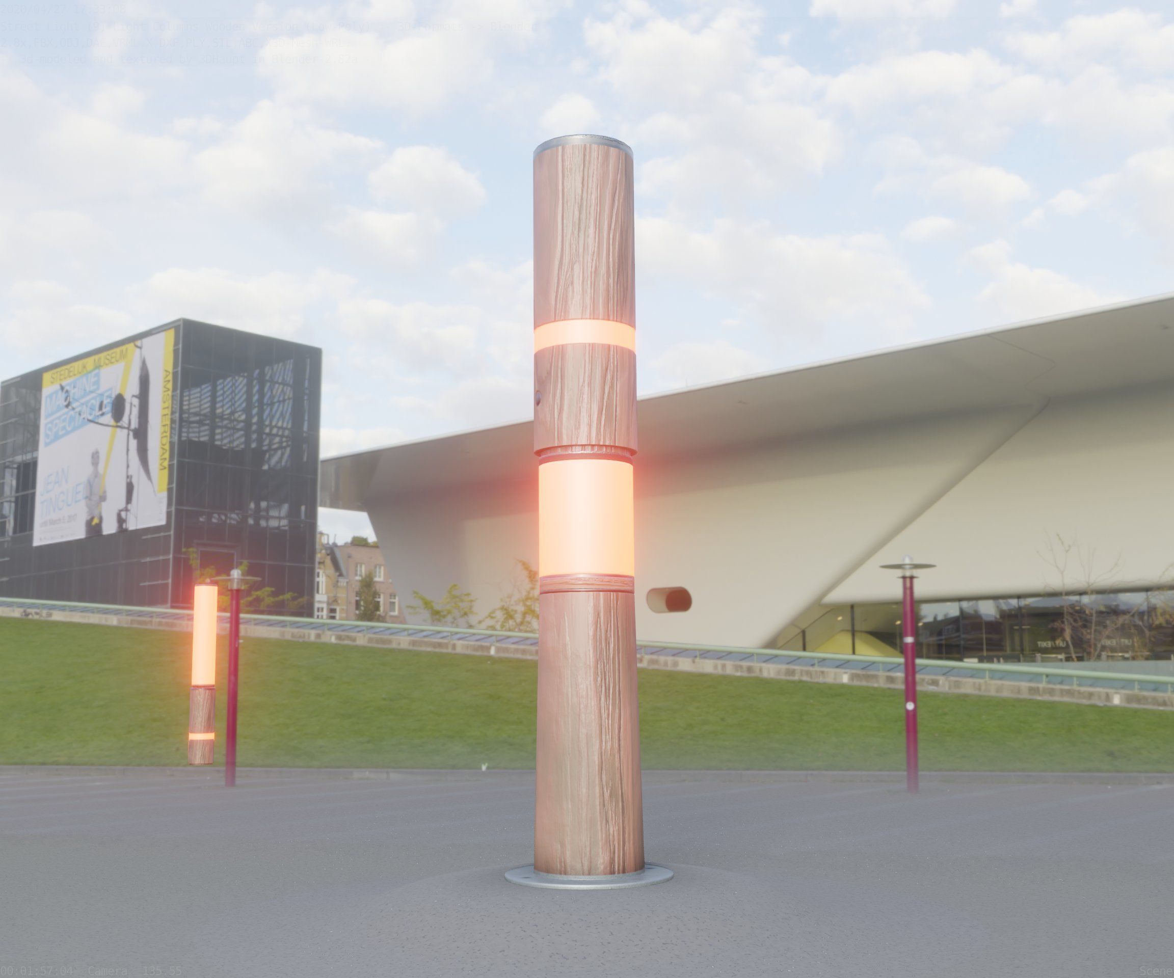 Light Column made of wood 29 - Low-Poly Street-Light Set-9 Low-poly 3D model_25