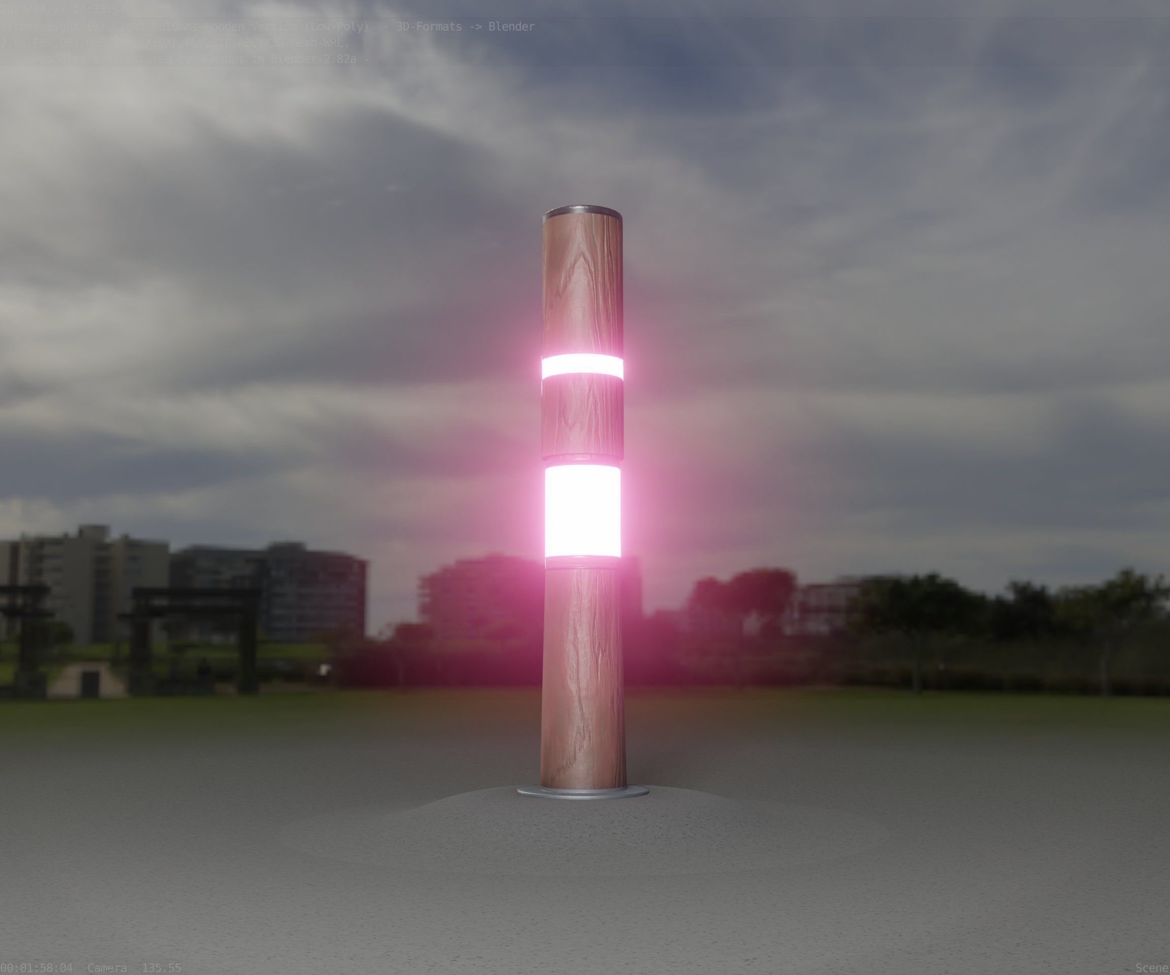 Light Column made of wood 29 - Low-Poly Street-Light Set-9 Low-poly 3D model_36