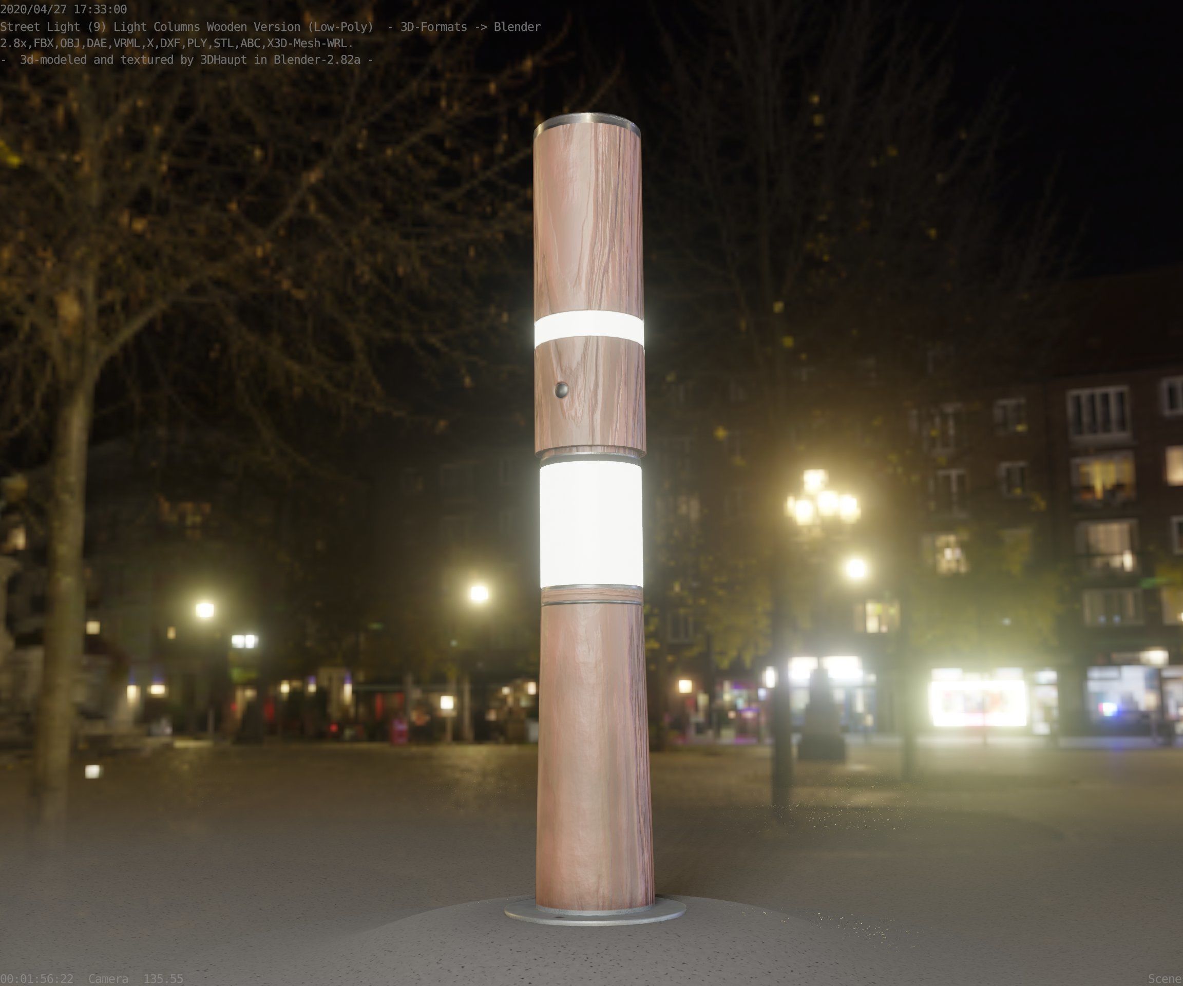 Light Column made of wood 29 - Low-Poly Street-Light Set-9 Low-poly 3D model_19