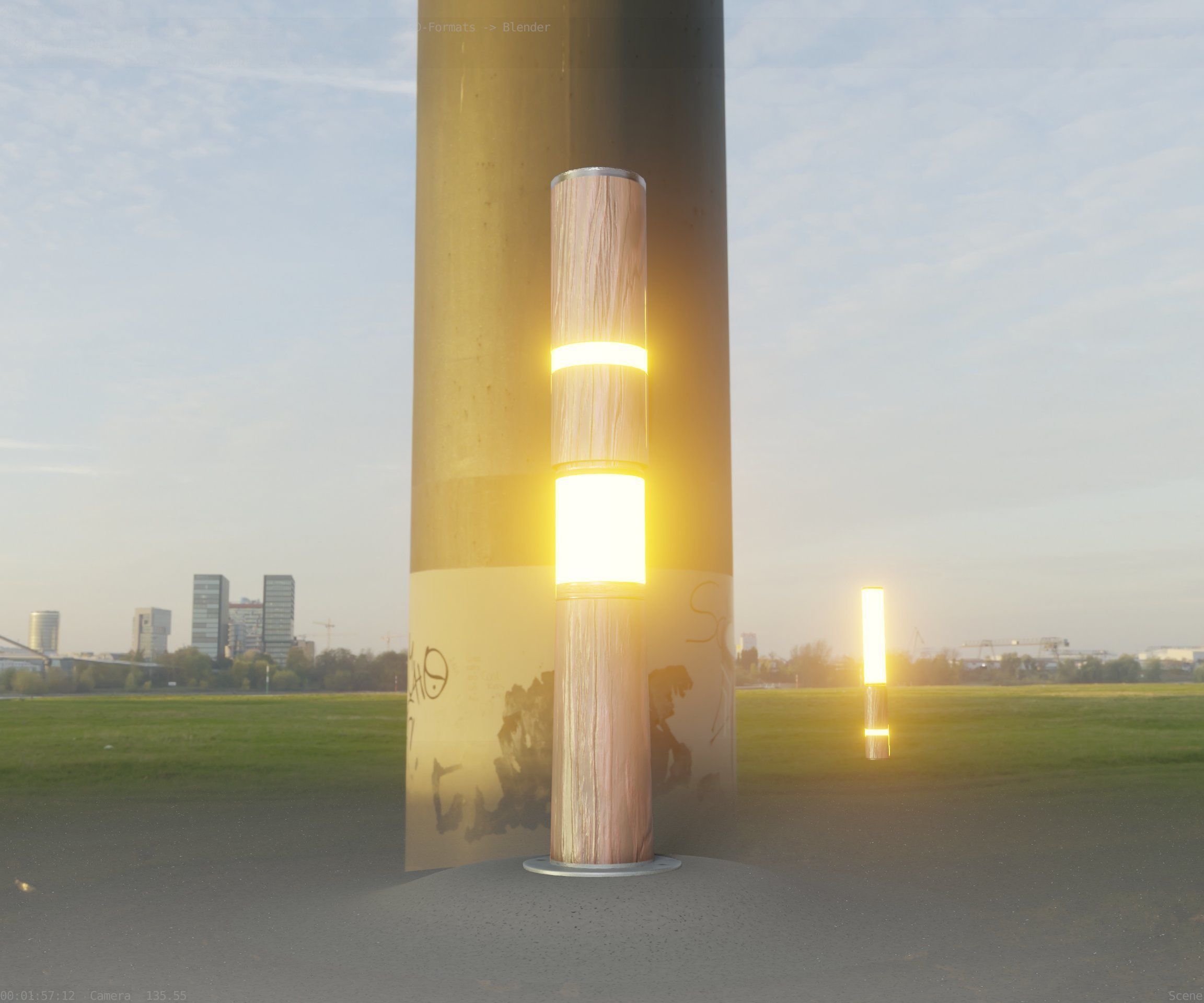 Light Column made of wood 29 - Low-Poly Street-Light Set-9 Low-poly 3D model_3