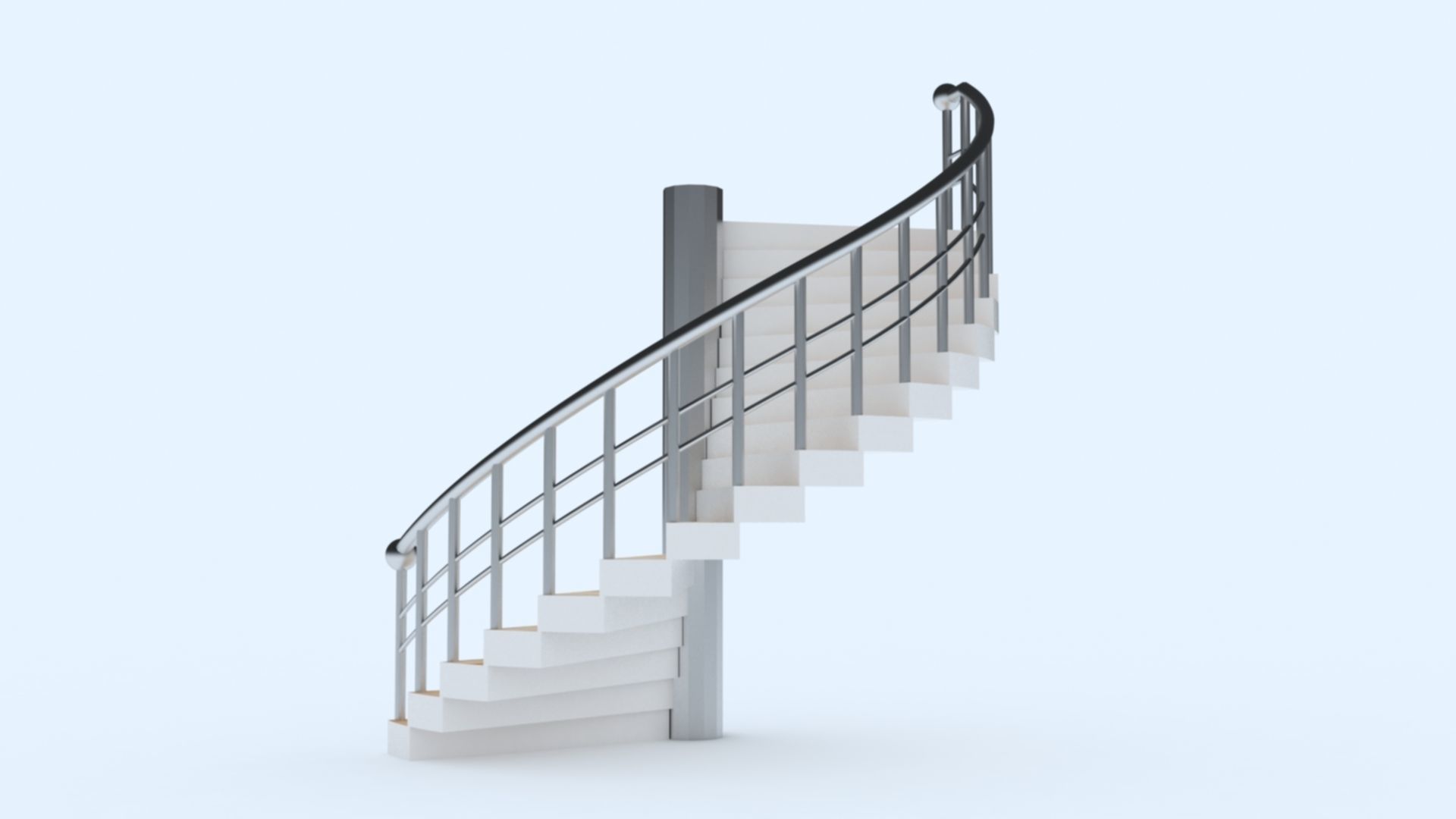 Half Round Stairs Low-poly 3D model_2
