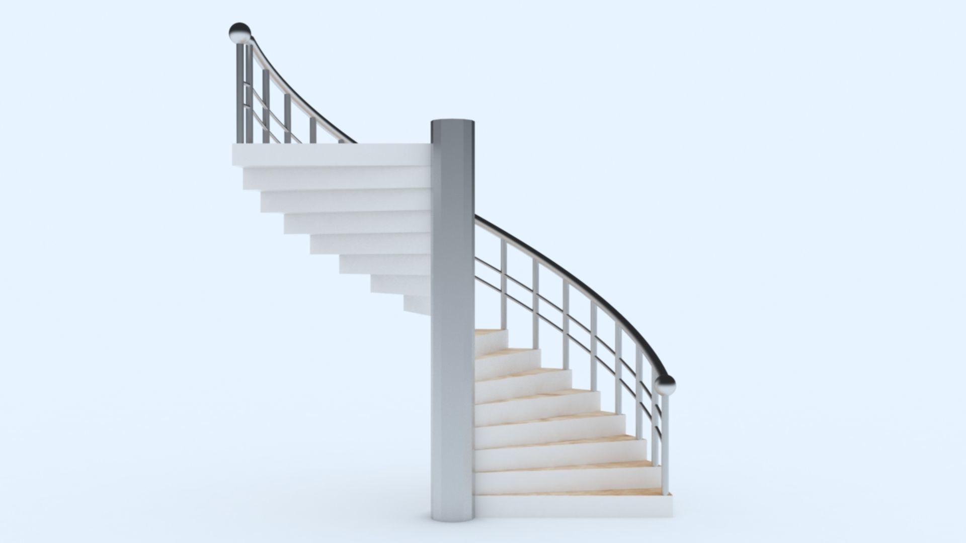 Half Round Stairs Low-poly 3D model_1