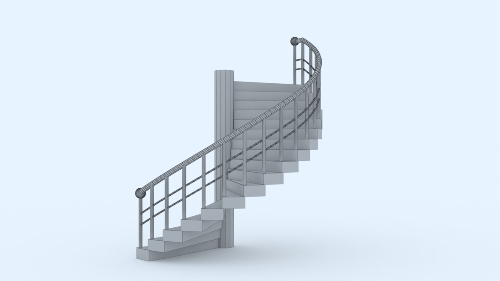Half Round Stairs Low-poly 3D model_7