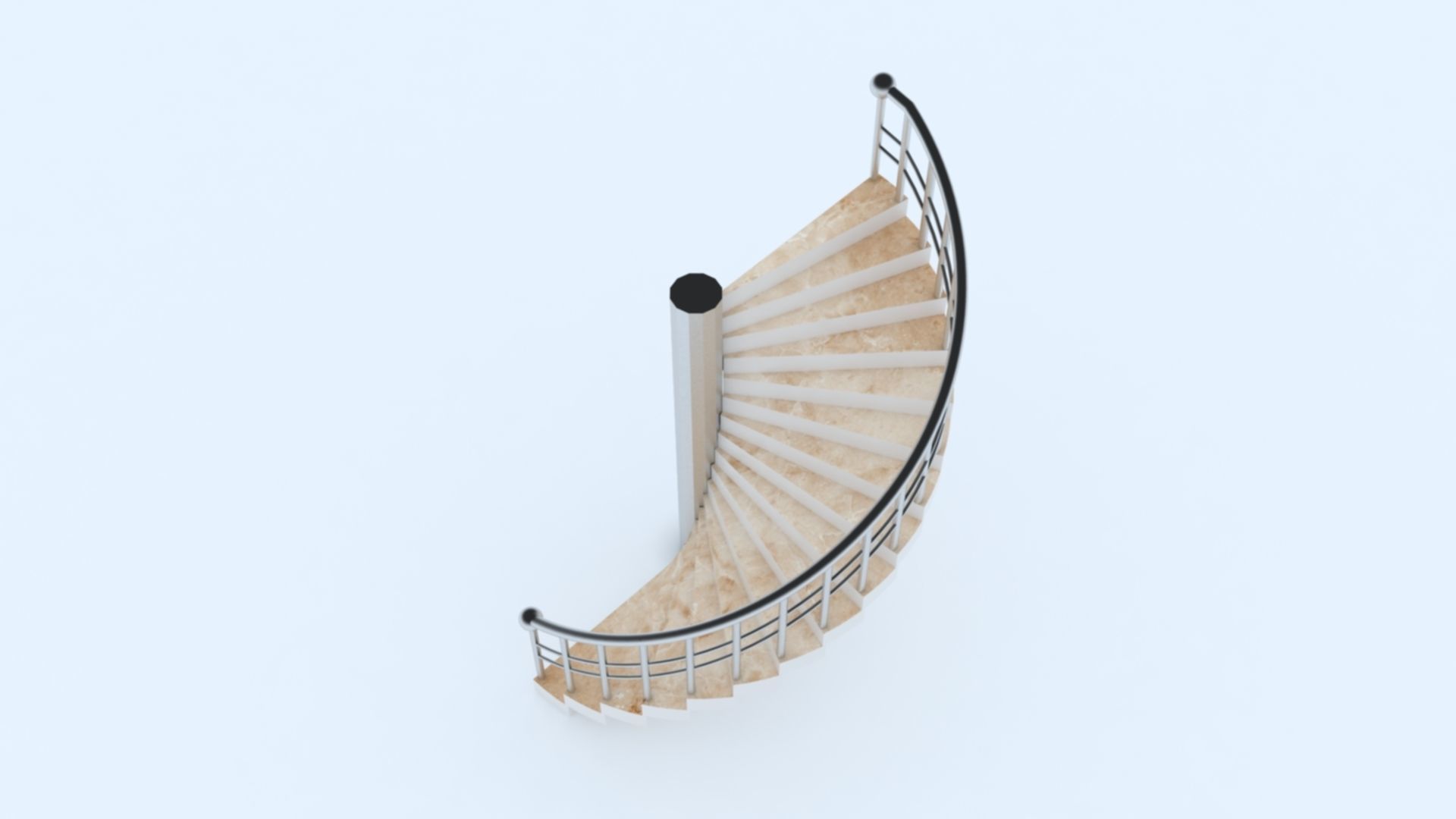Half Round Stairs Low-poly 3D model_4