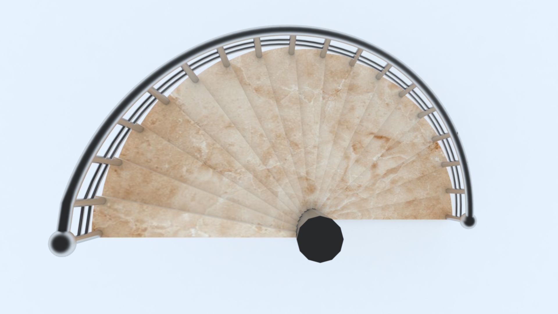 Half Round Stairs Low-poly 3D model_3