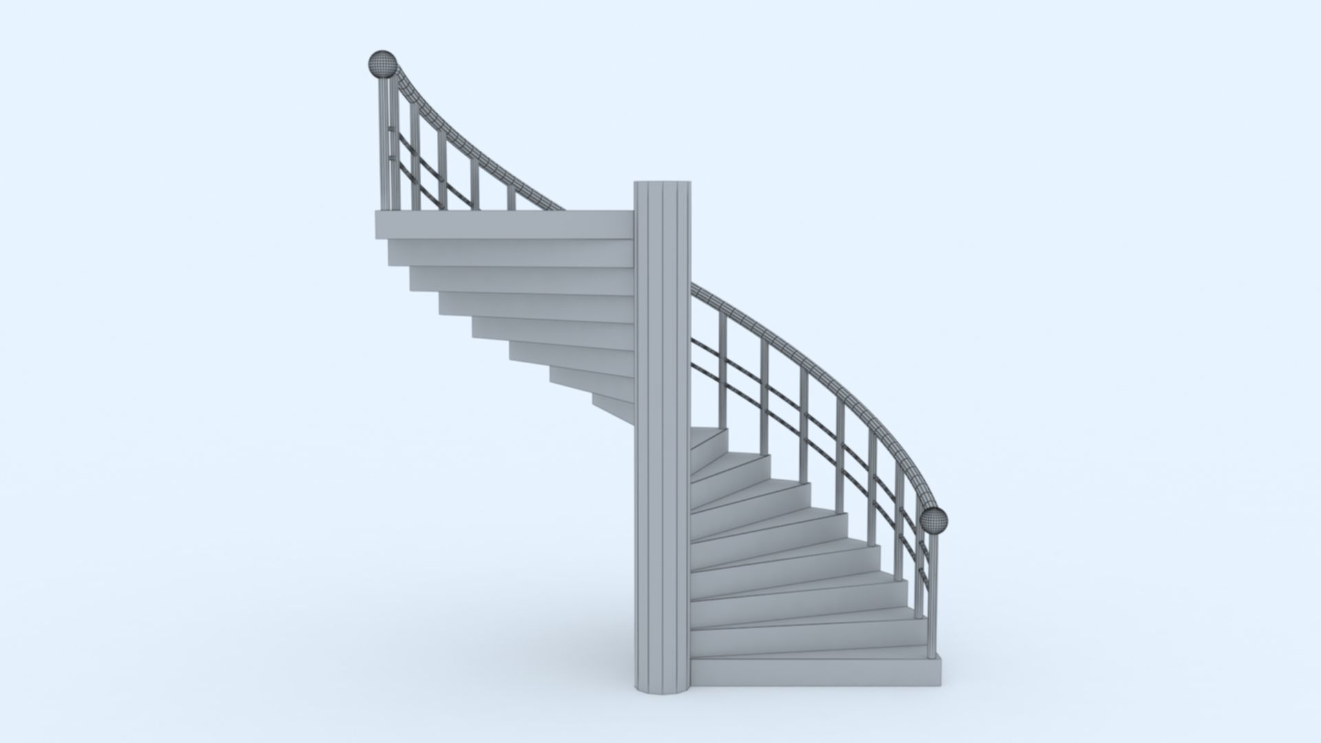 Half Round Stairs Low-poly 3D model_6