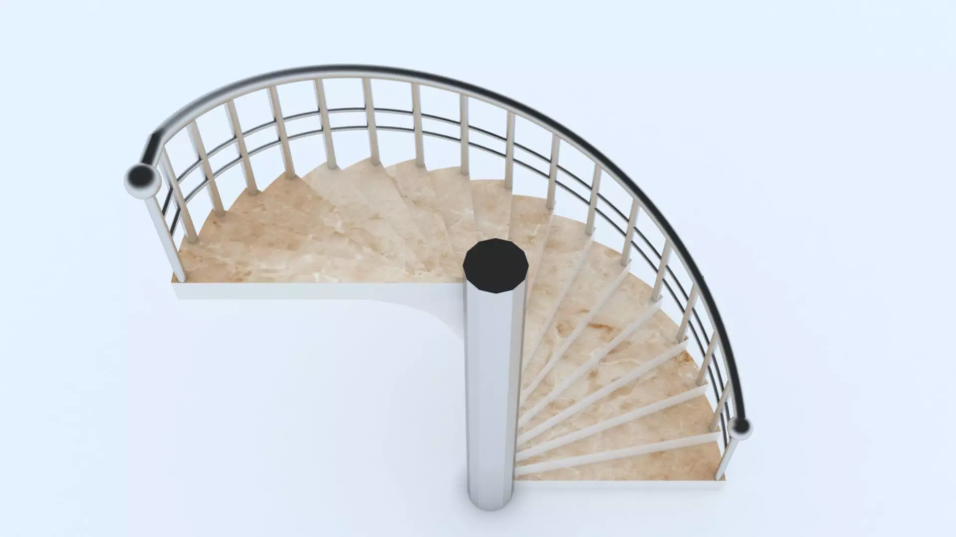 Half Round Stairs Low-poly 3D model_0