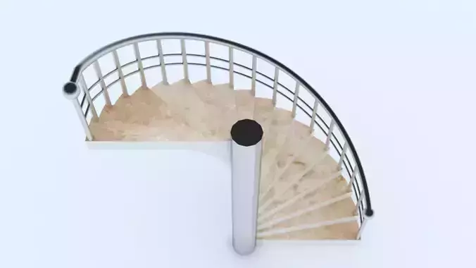 Half Round Stairs Low-poly 3D model