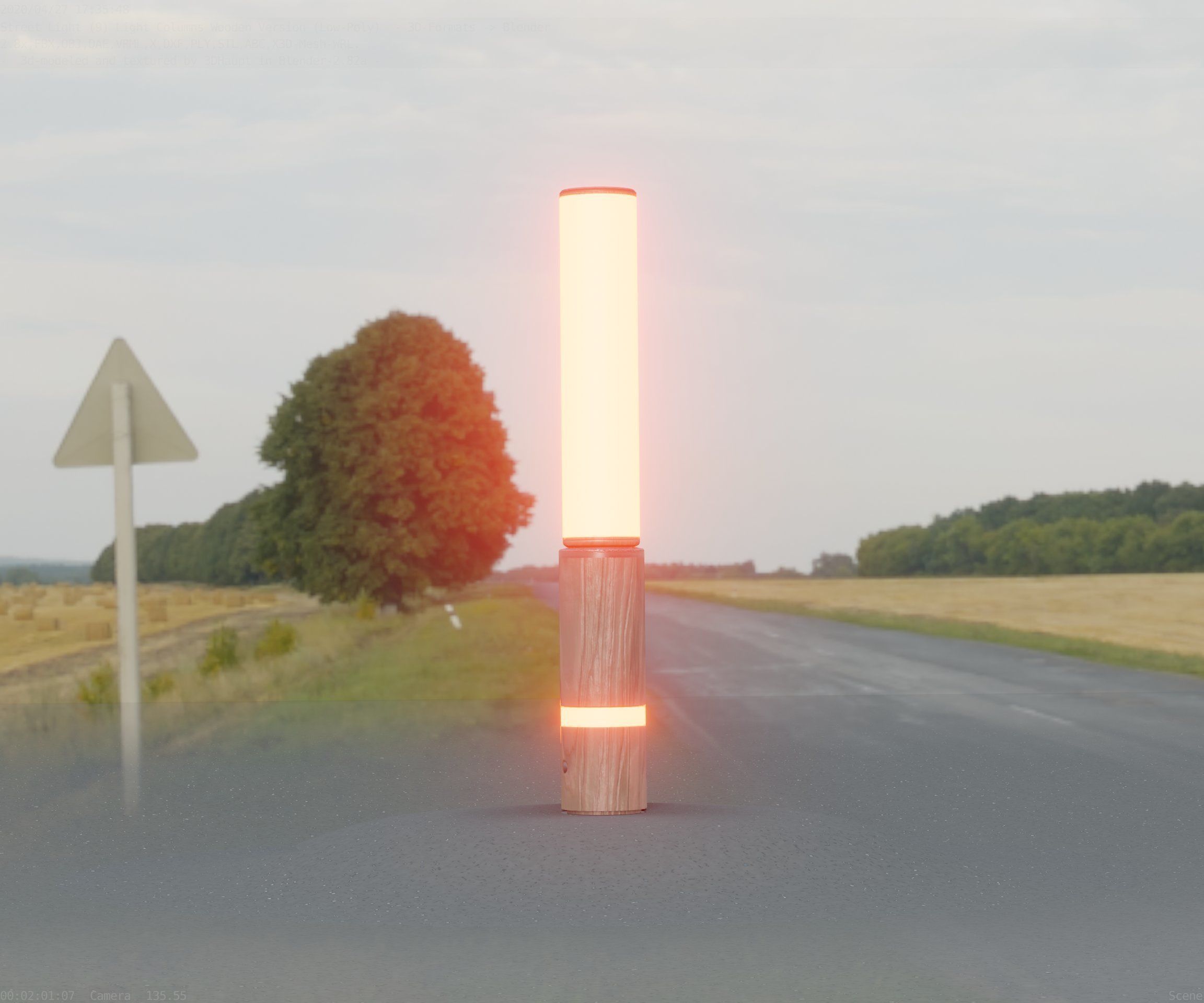 Low-Poly Wood Light-Column - 30 Street-Light Set-9  Low-poly 3D model_11