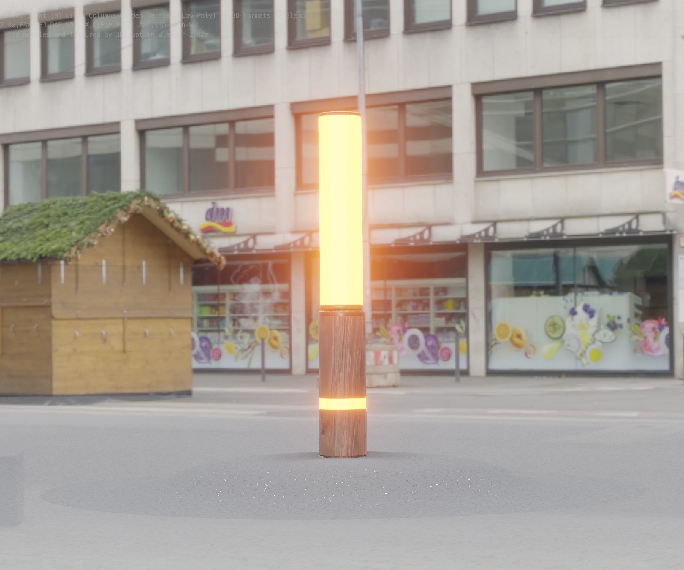 Low-Poly Wood Light-Column - 30 Street-Light Set-9  Low-poly 3D model_10