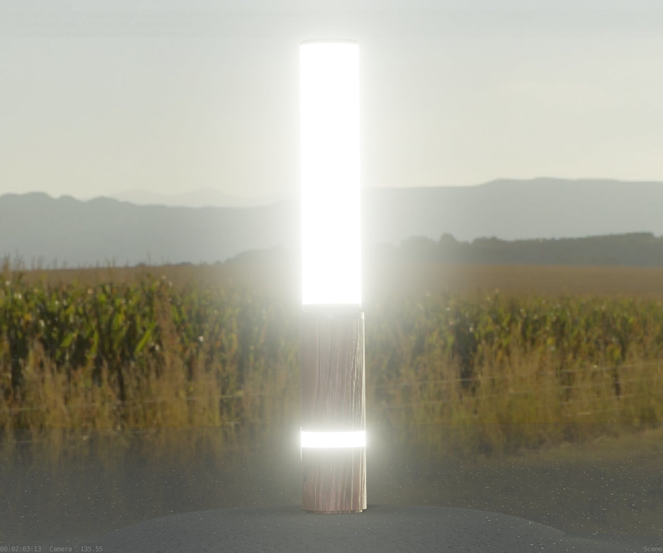 Low-Poly Wood Light-Column - 30 Street-Light Set-9  Low-poly 3D model_65