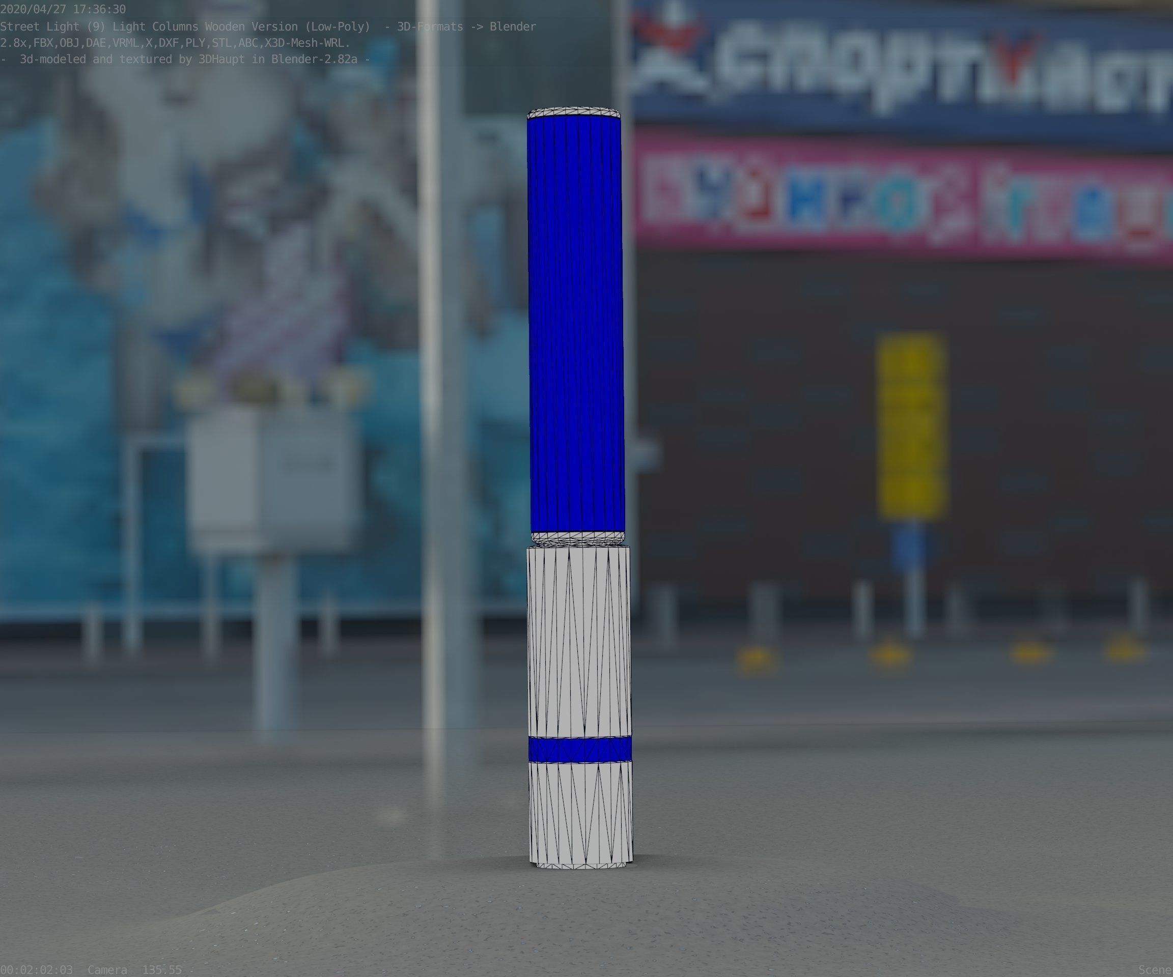 Low-Poly Wood Light-Column - 30 Street-Light Set-9  Low-poly 3D model_31