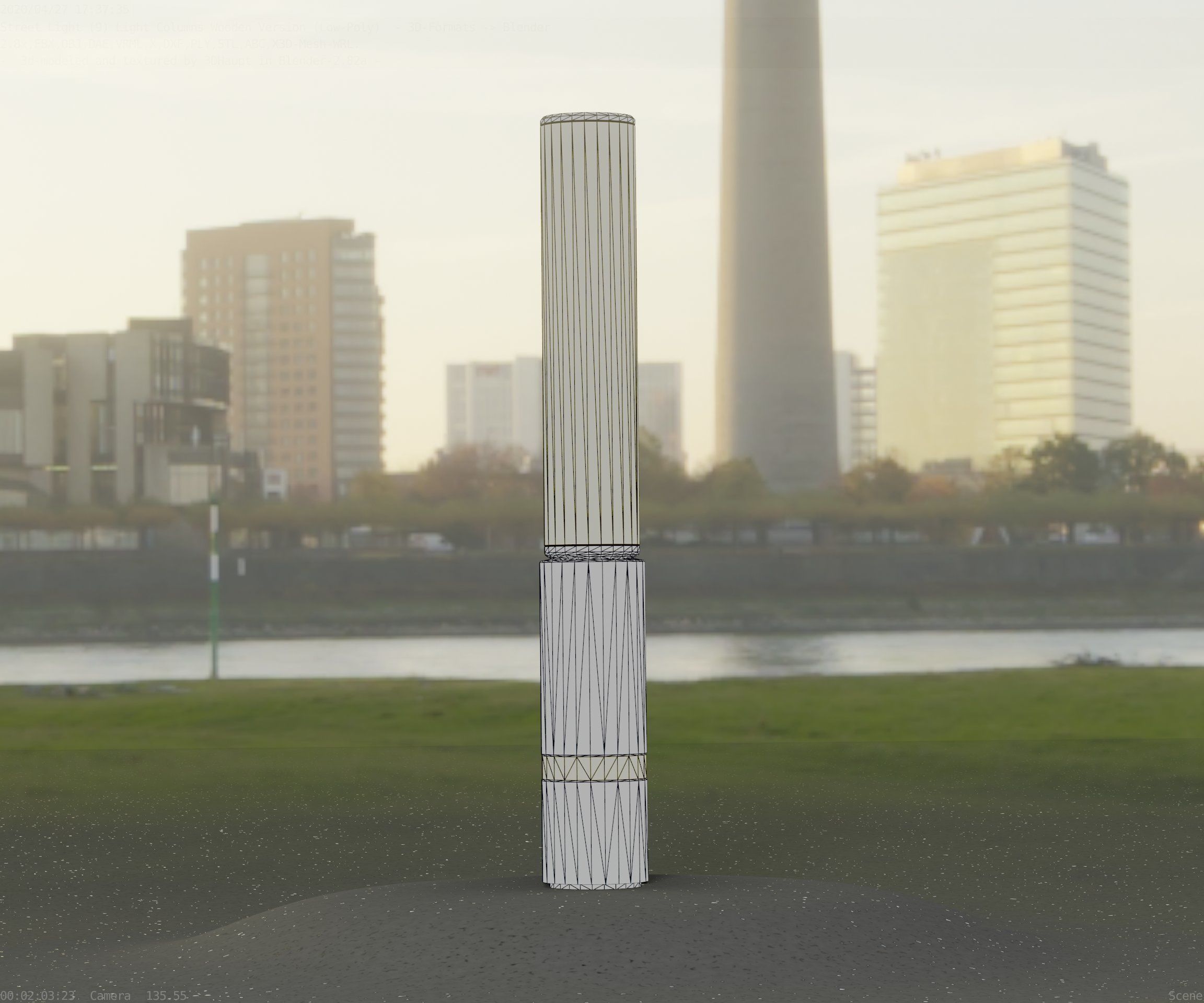 Low-Poly Wood Light-Column - 30 Street-Light Set-9  Low-poly 3D model_75