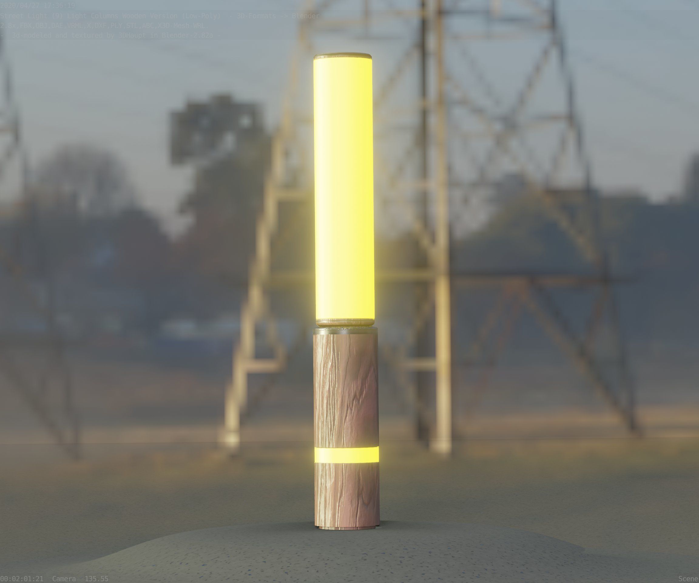 Low-Poly Wood Light-Column - 30 Street-Light Set-9  Low-poly 3D model_25