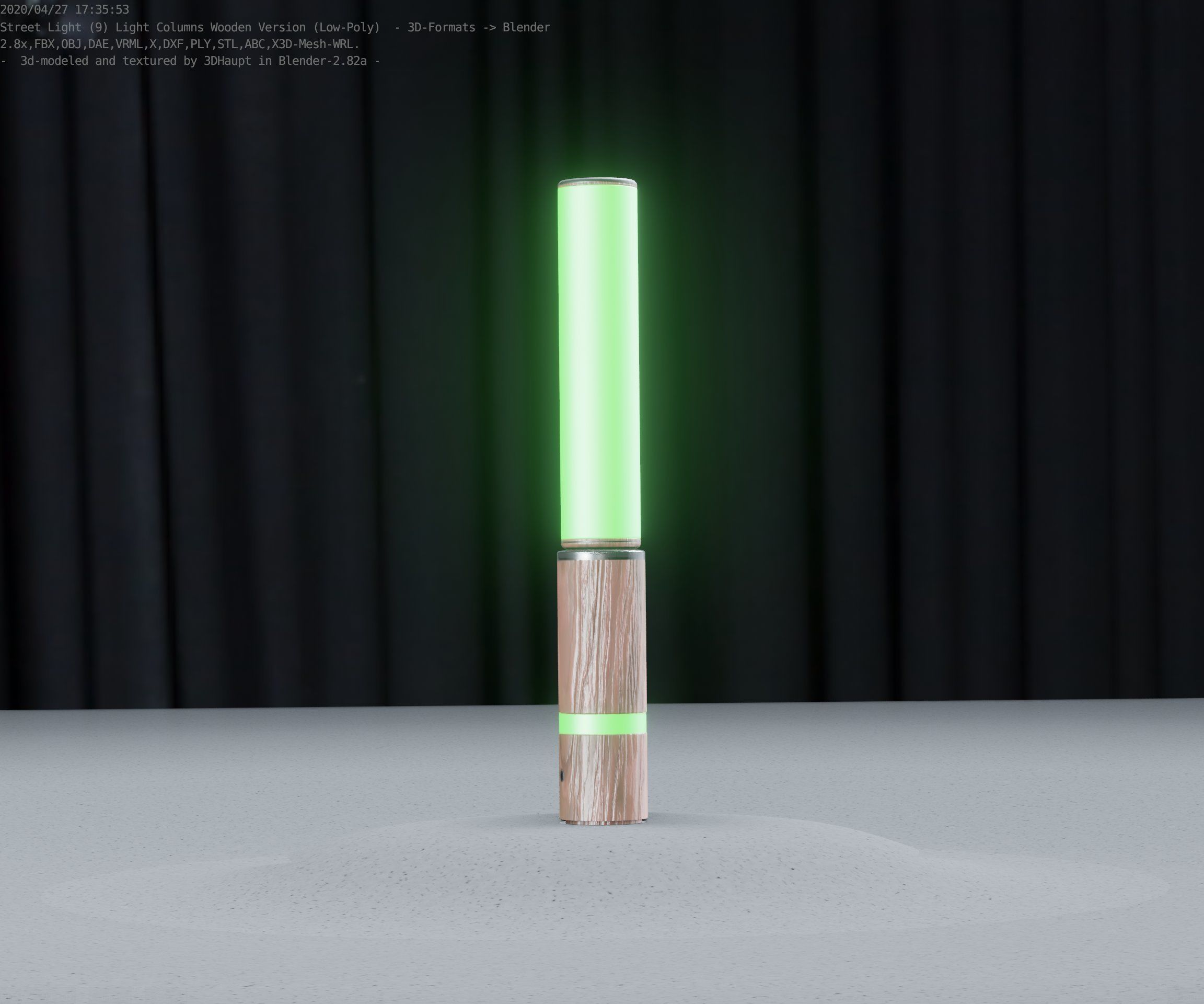 Low-Poly Wood Light-Column - 30 Street-Light Set-9  Low-poly 3D model_12