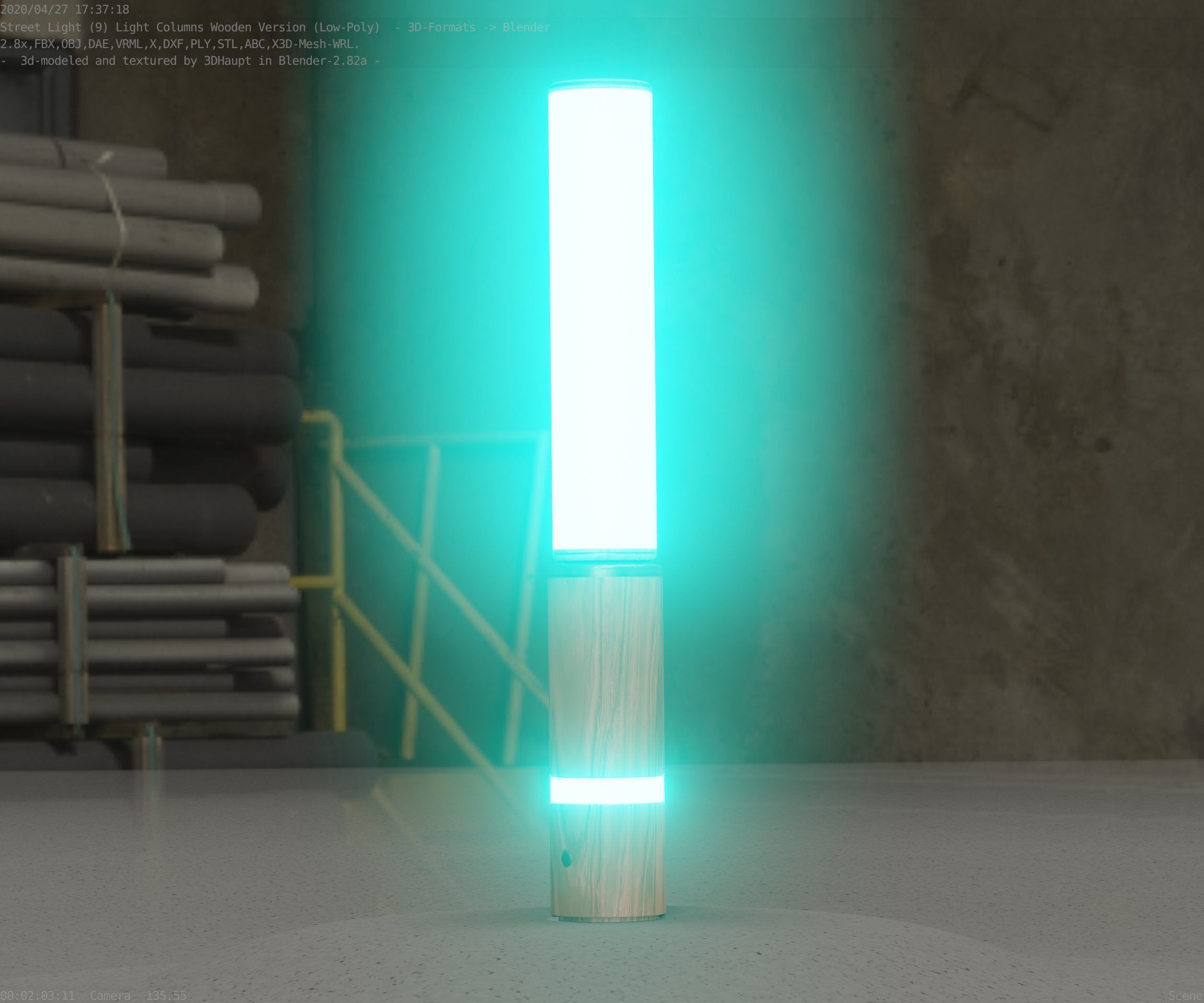 Low-Poly Wood Light-Column - 30 Street-Light Set-9  Low-poly 3D model_63