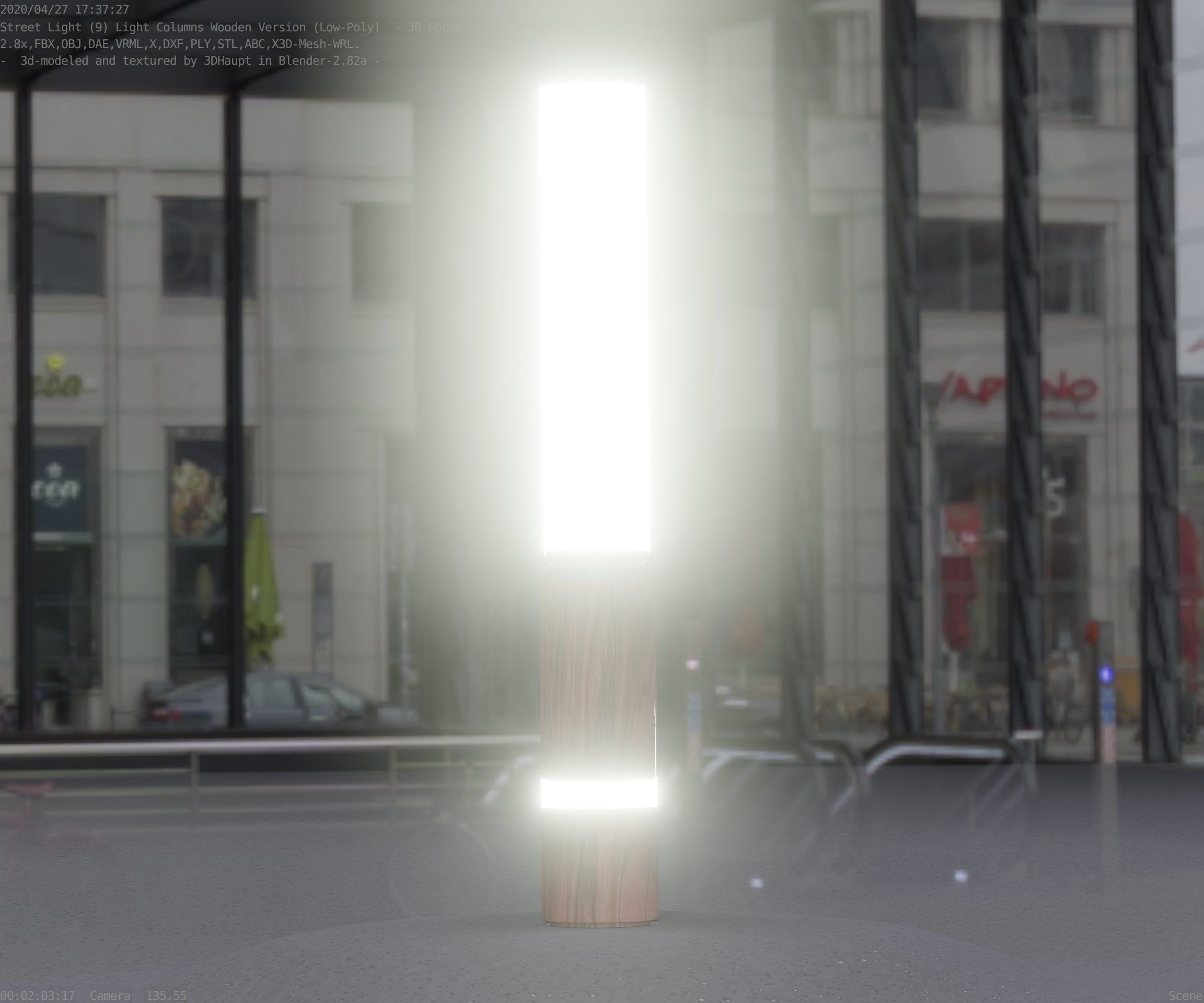 Low-Poly Wood Light-Column - 30 Street-Light Set-9  Low-poly 3D model_69