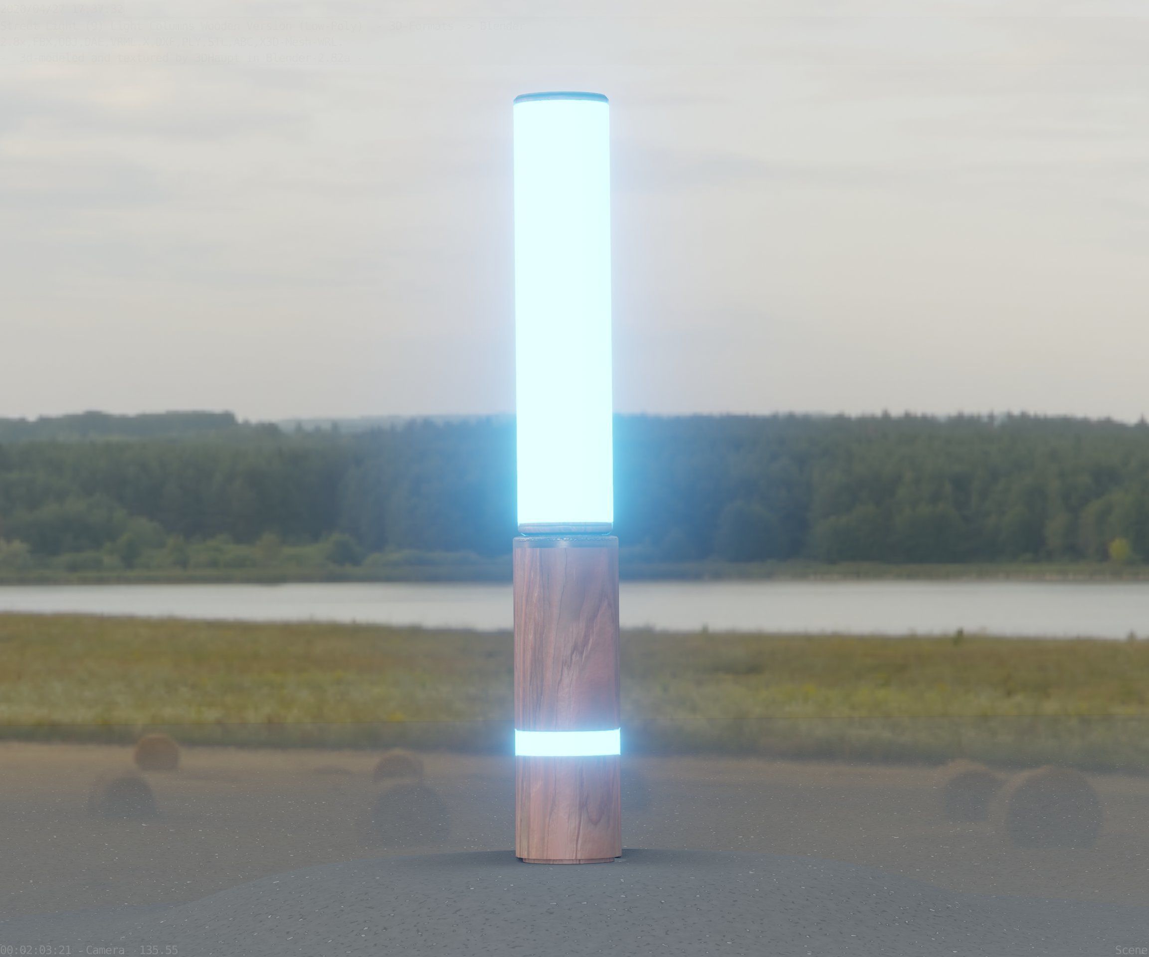 Low-Poly Wood Light-Column - 30 Street-Light Set-9  Low-poly 3D model_73