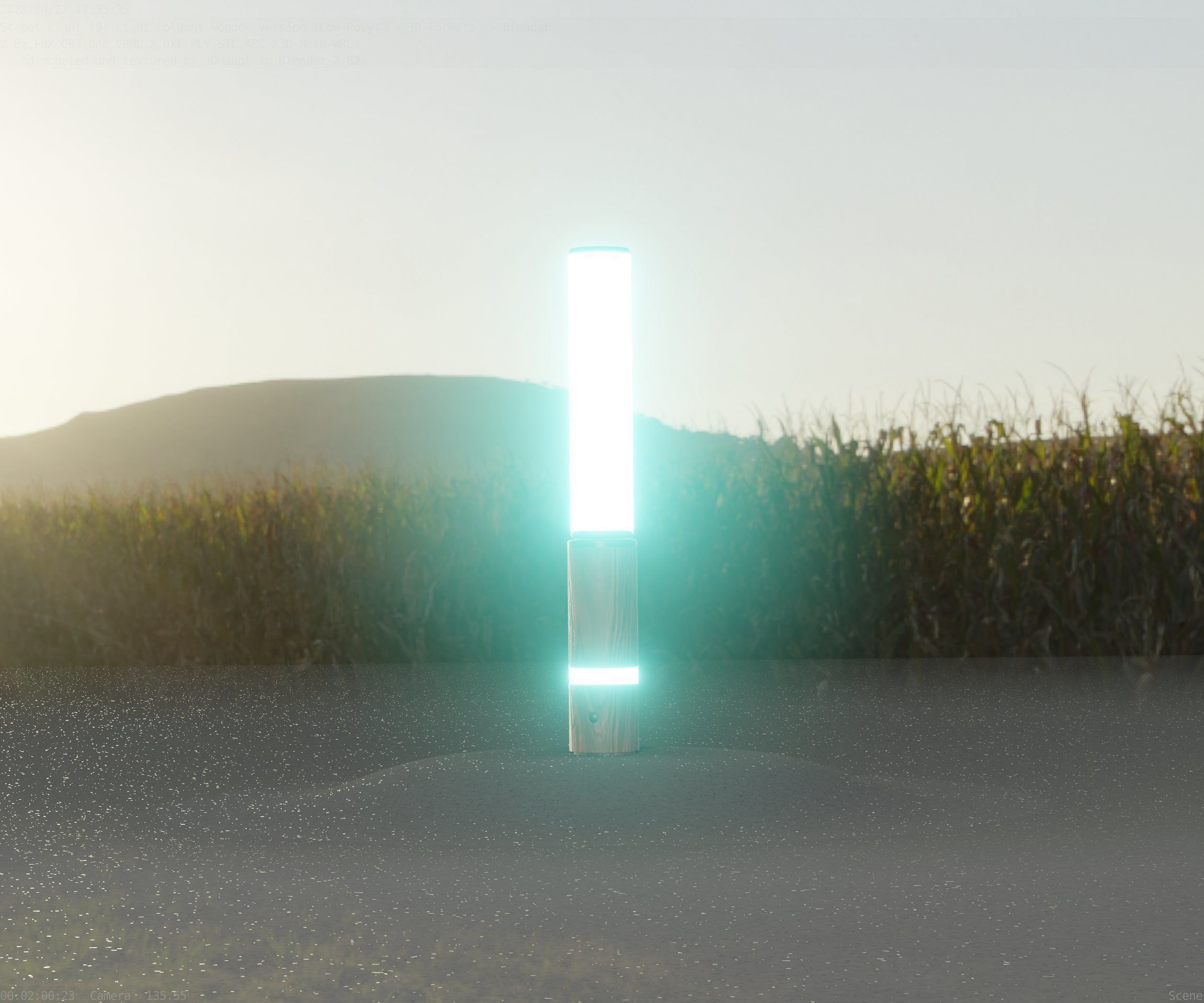 Low-Poly Wood Light-Column - 30 Street-Light Set-9  Low-poly 3D model_3