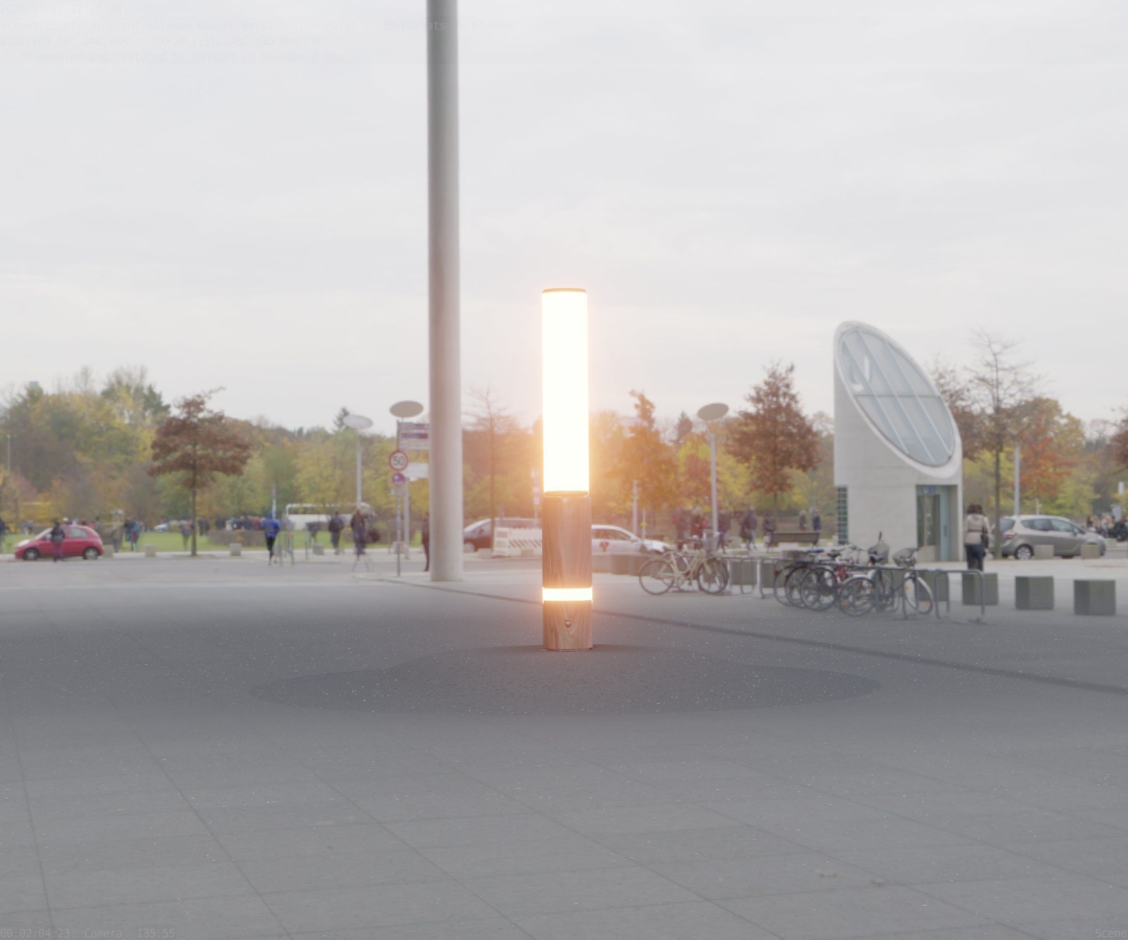 Low-Poly Wood Light-Column - 30 Street-Light Set-9  Low-poly 3D model_99