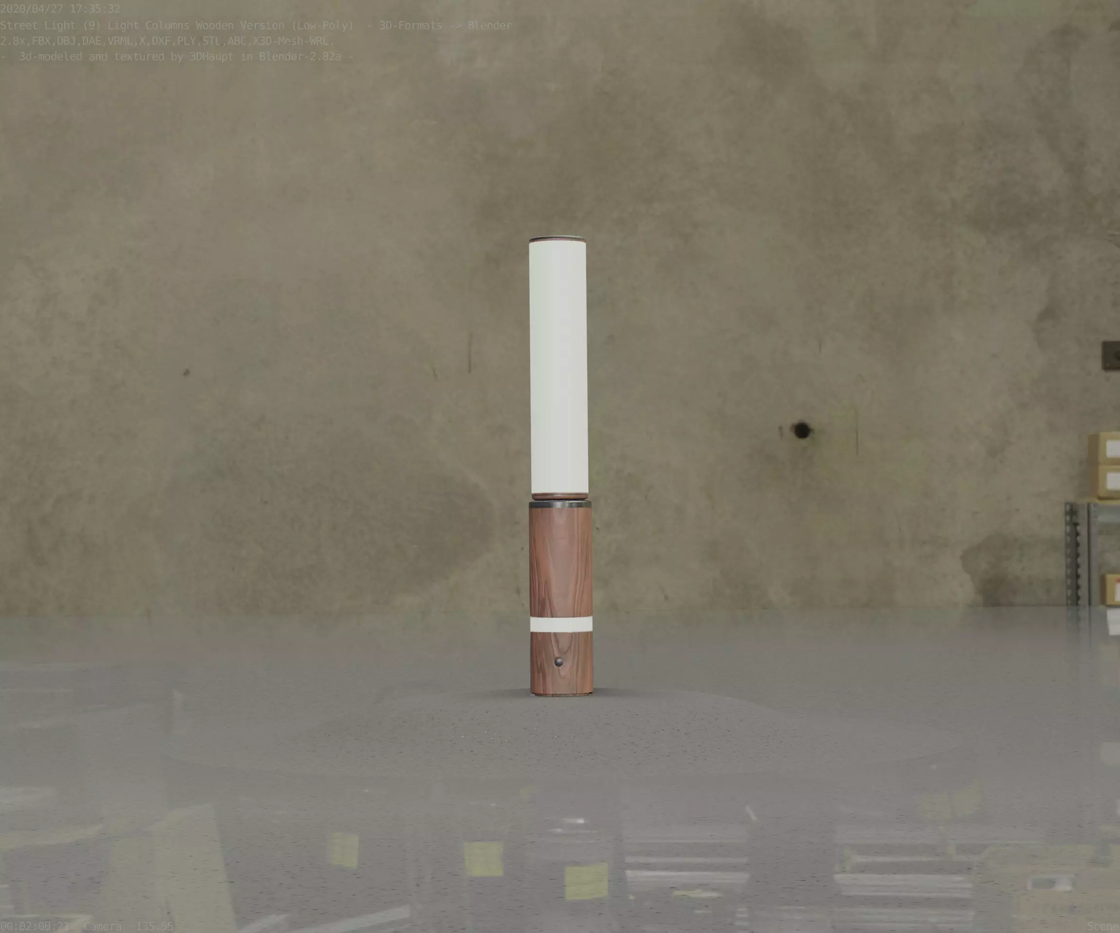 Low-Poly Wood Light-Column - 30 Street-Light Set-9  Low-poly 3D model_0