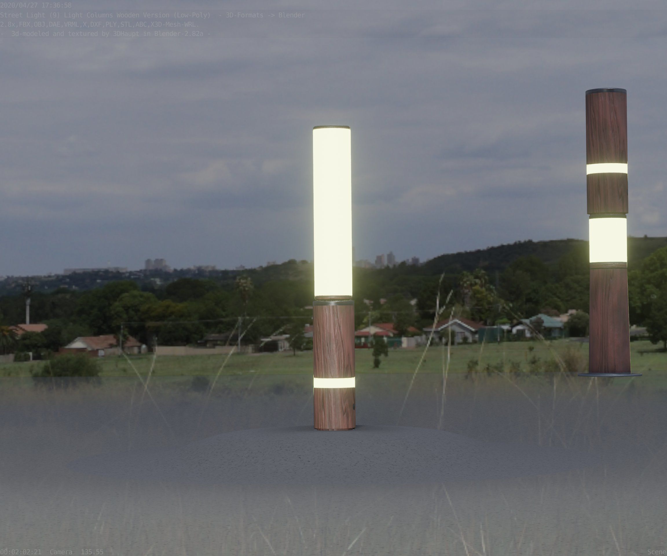 Low-Poly Wood Light-Column - 30 Street-Light Set-9  Low-poly 3D model_49