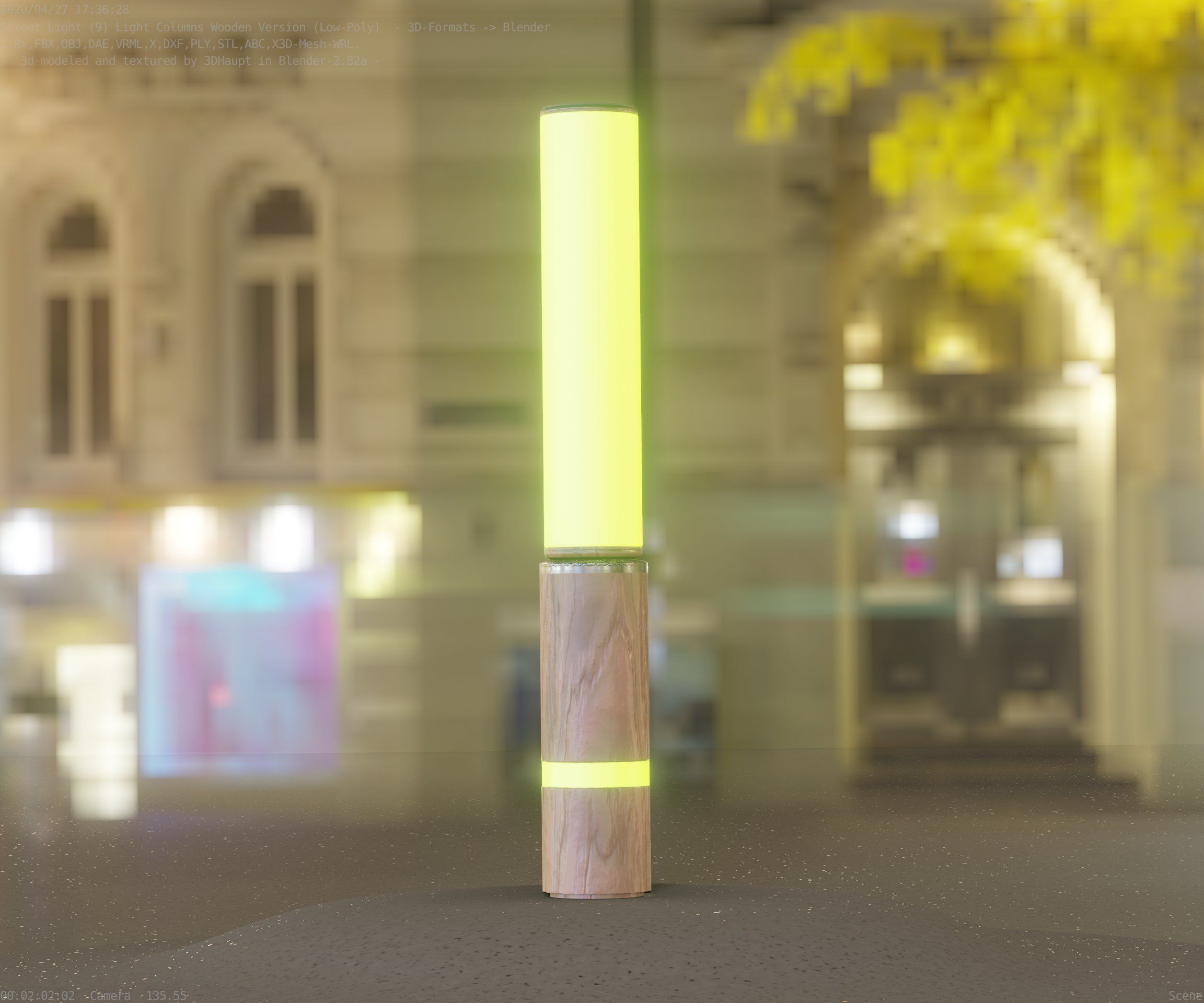 Low-Poly Wood Light-Column - 30 Street-Light Set-9  Low-poly 3D model_30