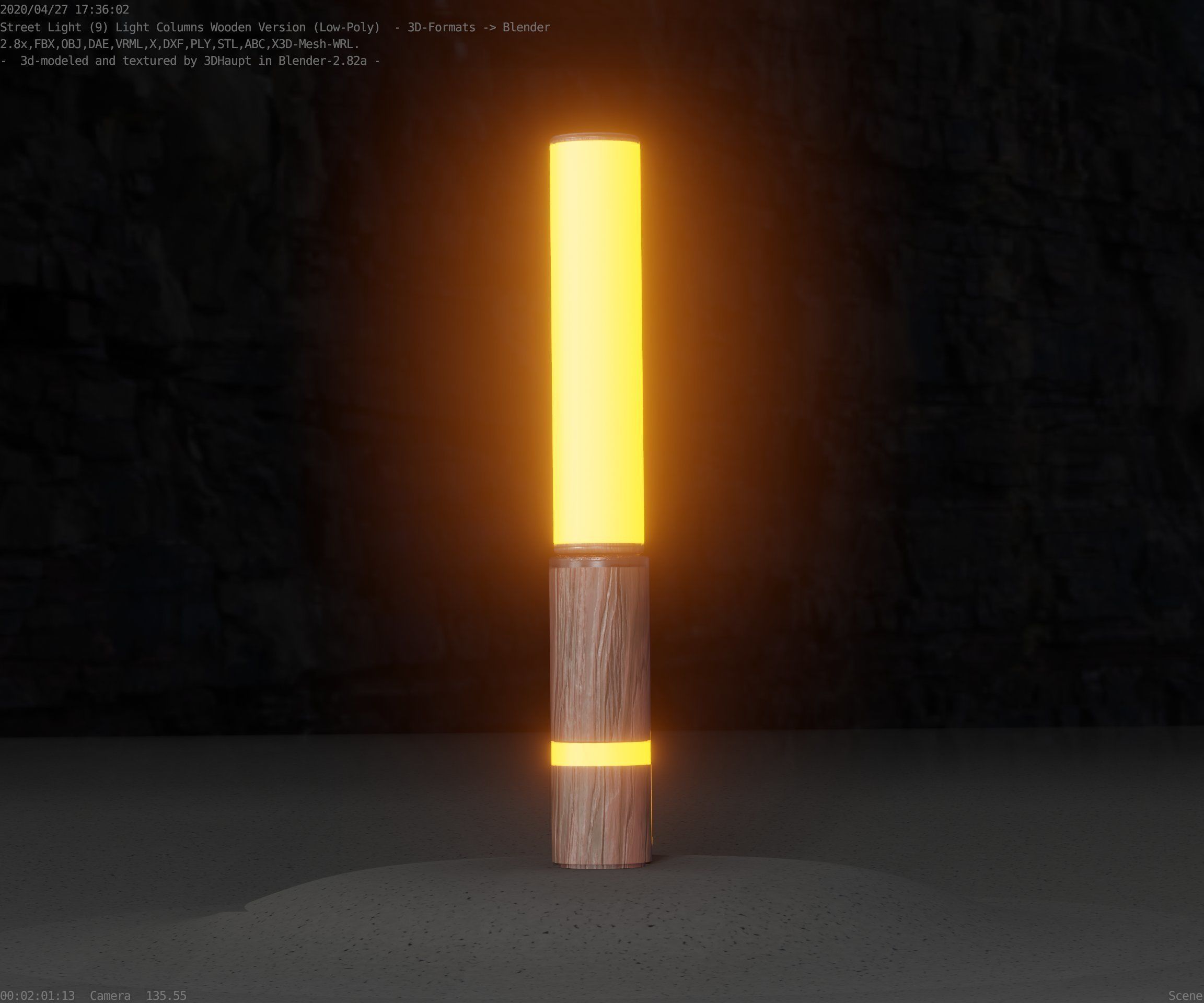 Low-Poly Wood Light-Column - 30 Street-Light Set-9  Low-poly 3D model_17
