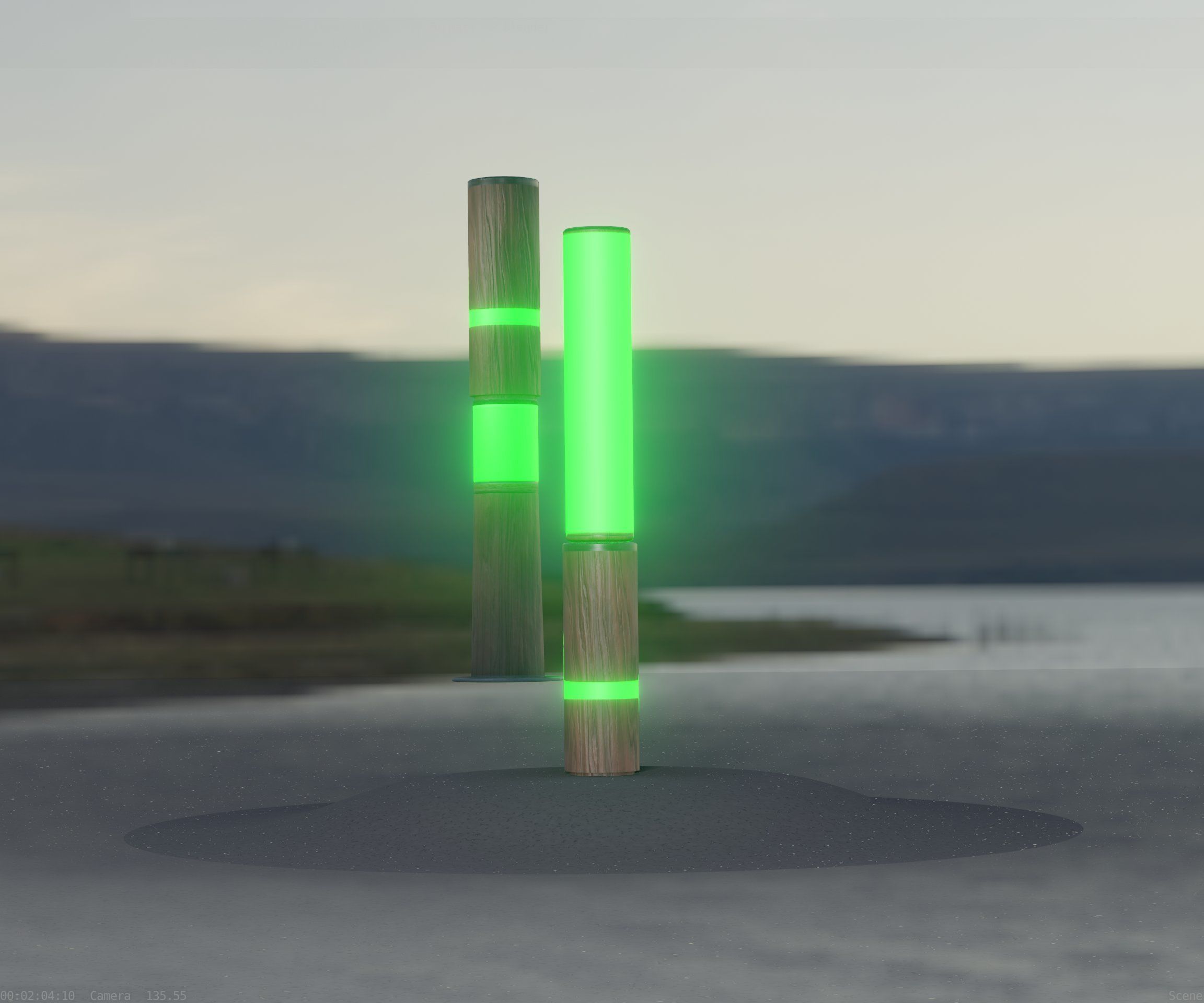 Low-Poly Wood Light-Column - 30 Street-Light Set-9  Low-poly 3D model_86