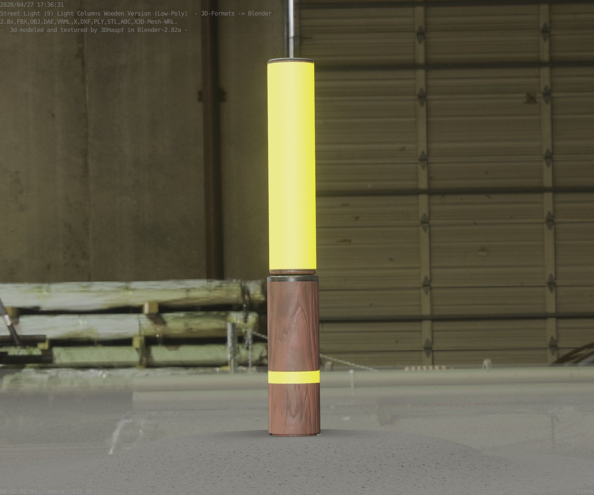 Low-Poly Wood Light-Column - 30 Street-Light Set-9  Low-poly 3D model_32