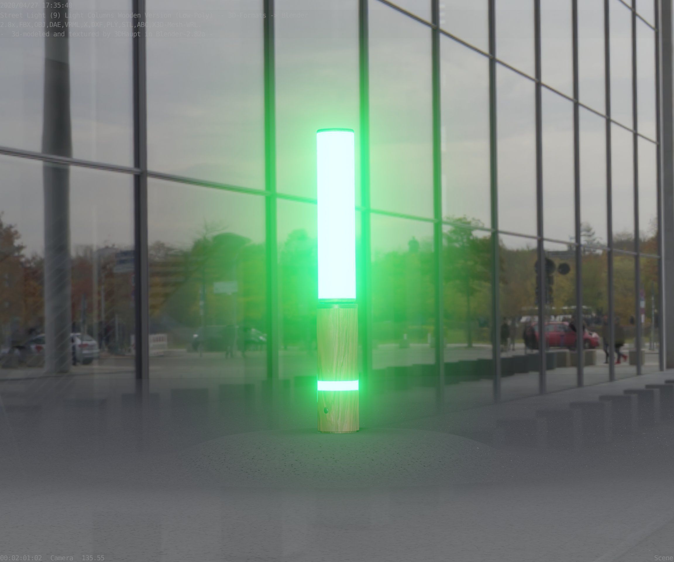 Low-Poly Wood Light-Column - 30 Street-Light Set-9  Low-poly 3D model_6