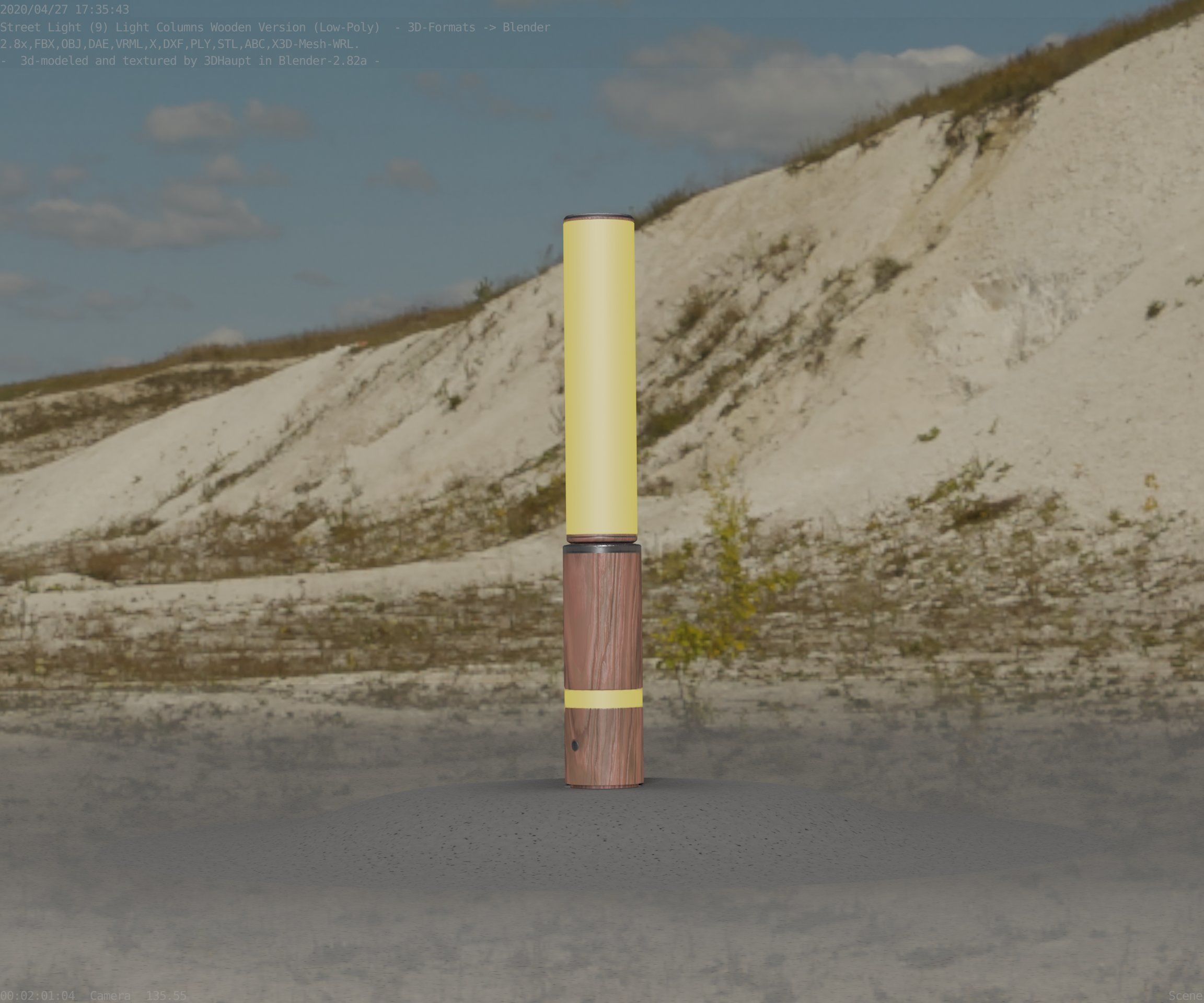 Low-Poly Wood Light-Column - 30 Street-Light Set-9  Low-poly 3D model_8