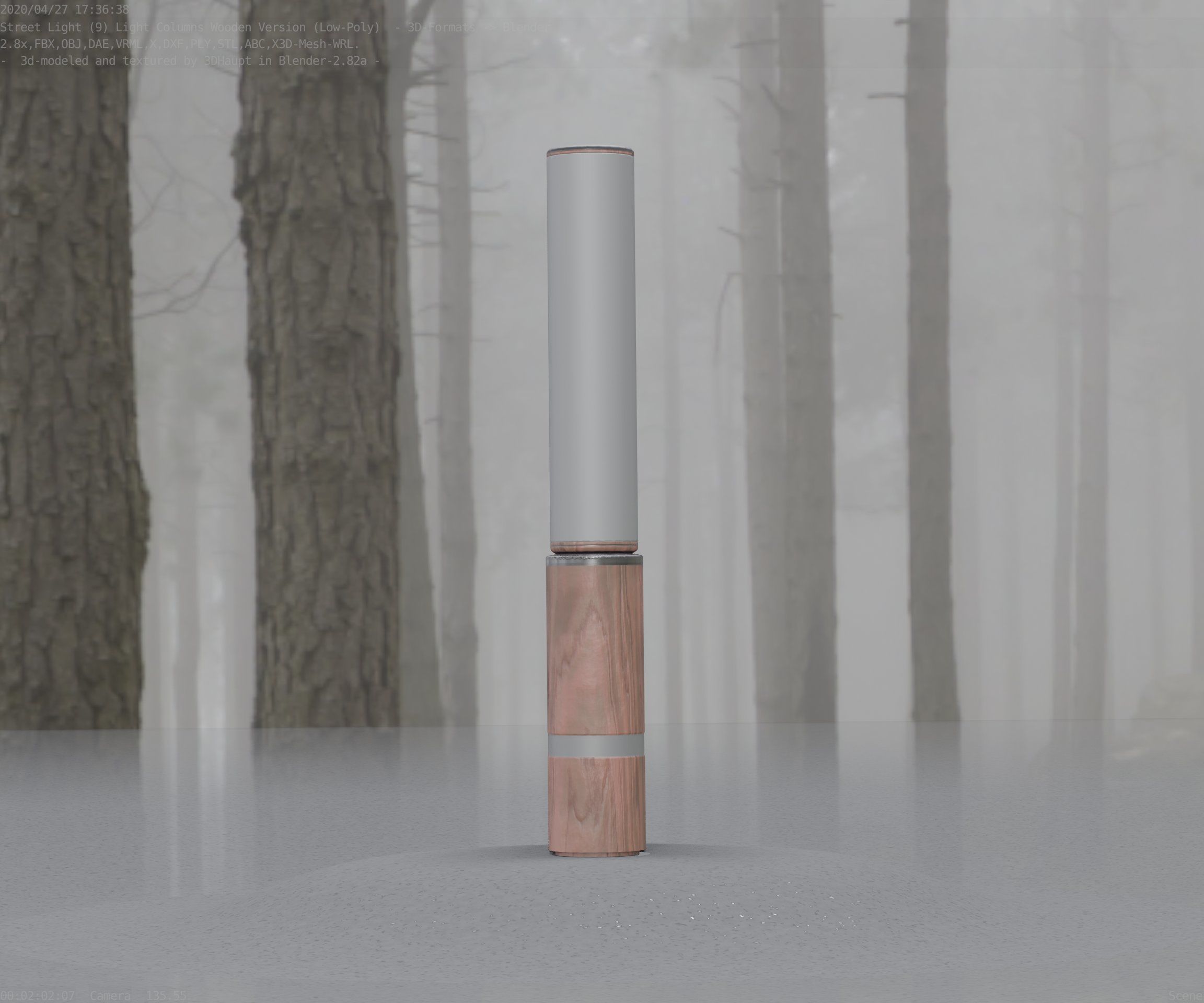 Low-Poly Wood Light-Column - 30 Street-Light Set-9  Low-poly 3D model_35