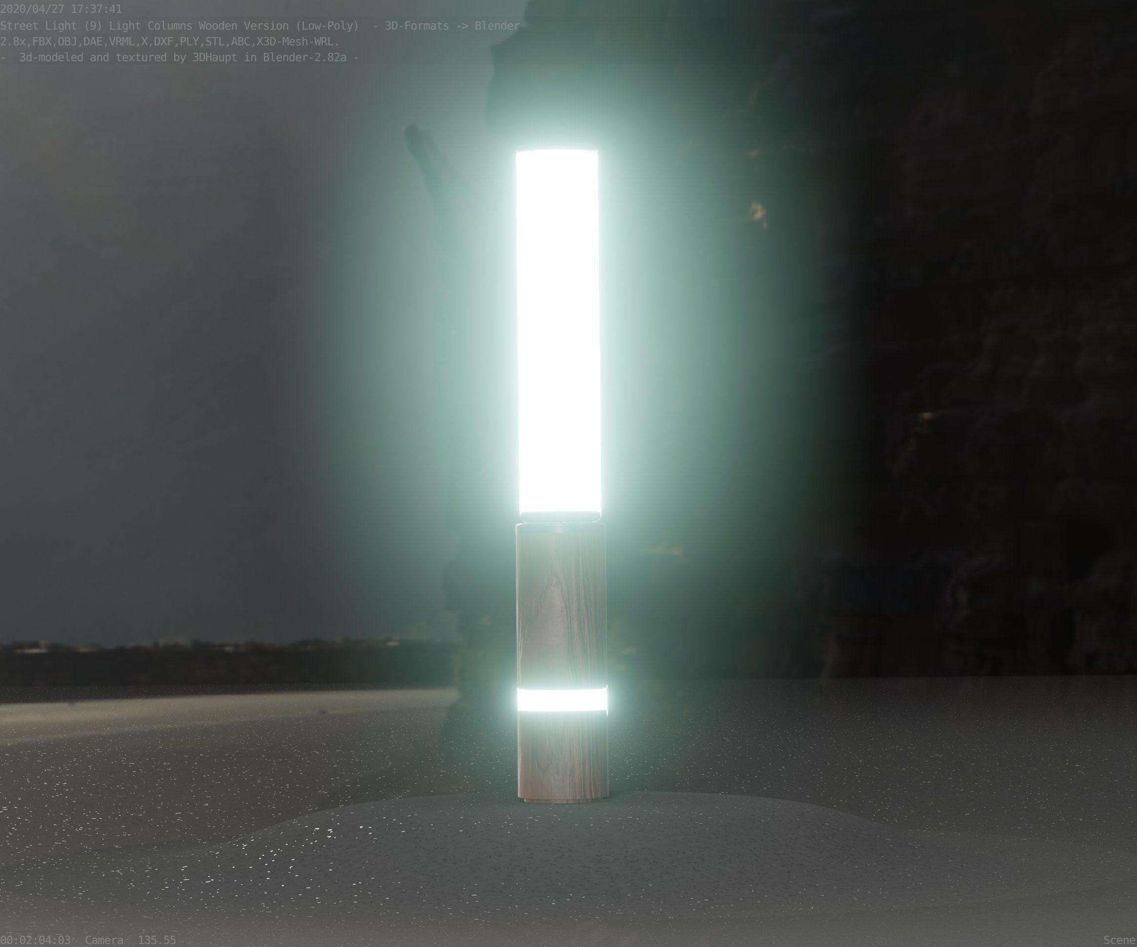 Low-Poly Wood Light-Column - 30 Street-Light Set-9  Low-poly 3D model_79