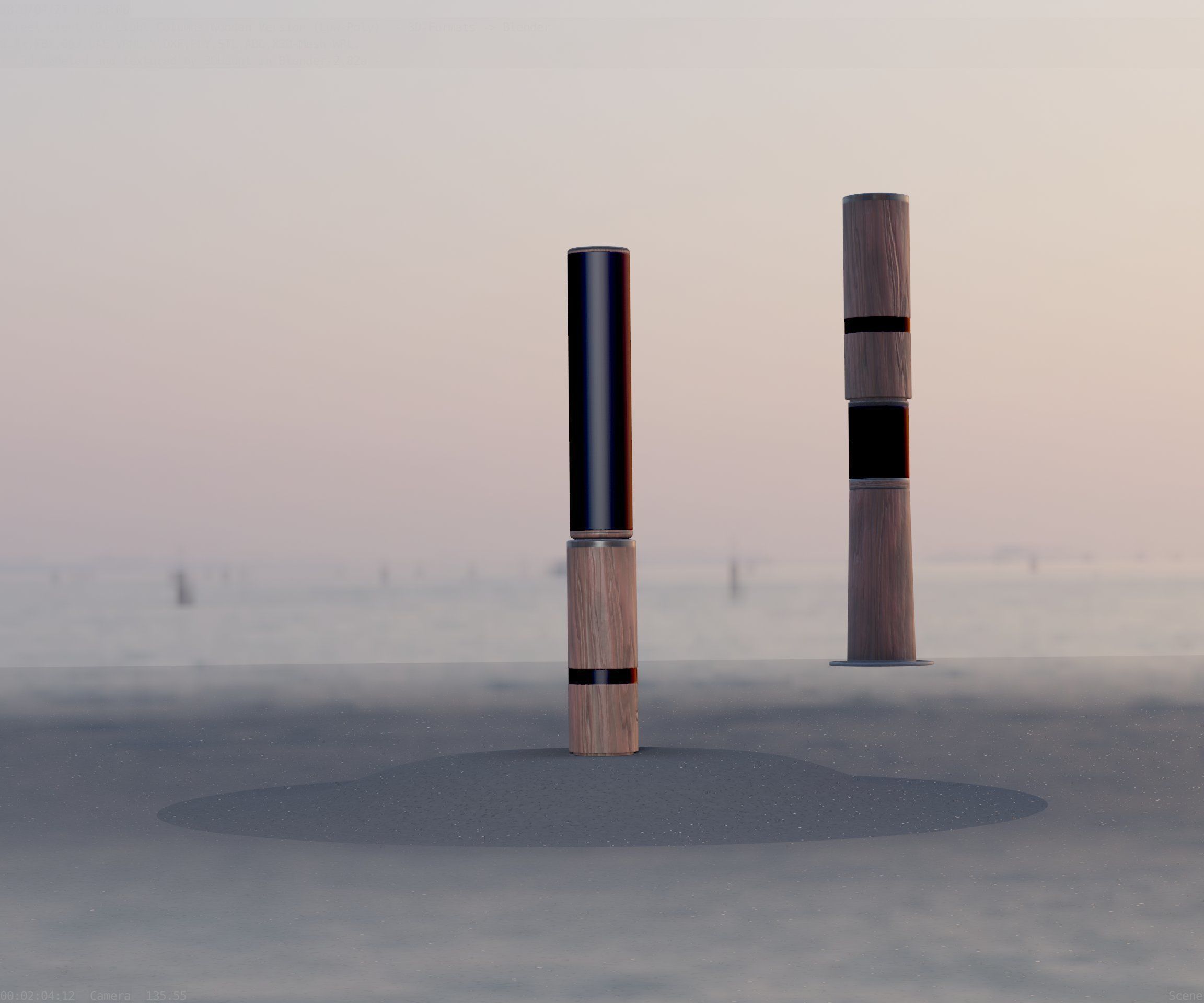 Low-Poly Wood Light-Column - 30 Street-Light Set-9  Low-poly 3D model_88