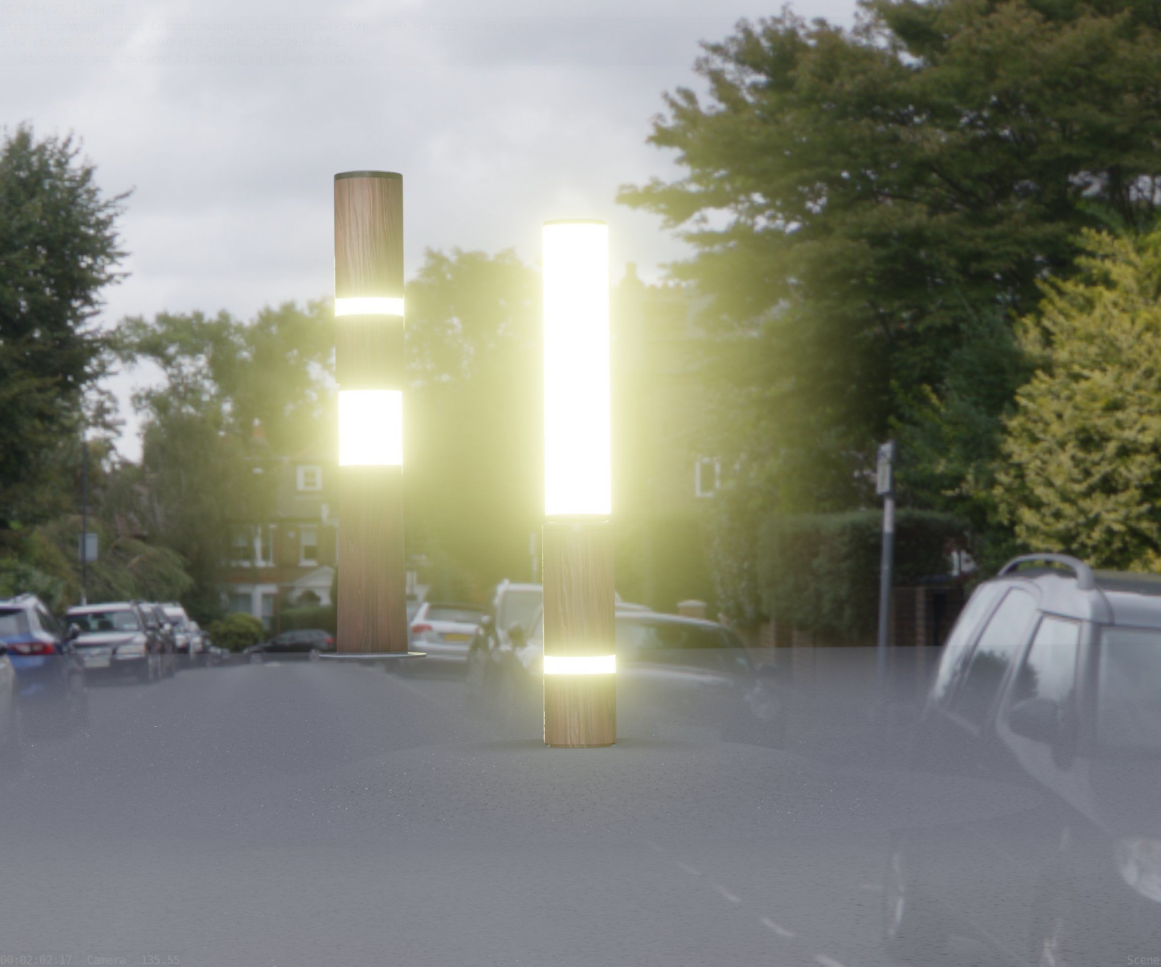 Low-Poly Wood Light-Column - 30 Street-Light Set-9  Low-poly 3D model_45