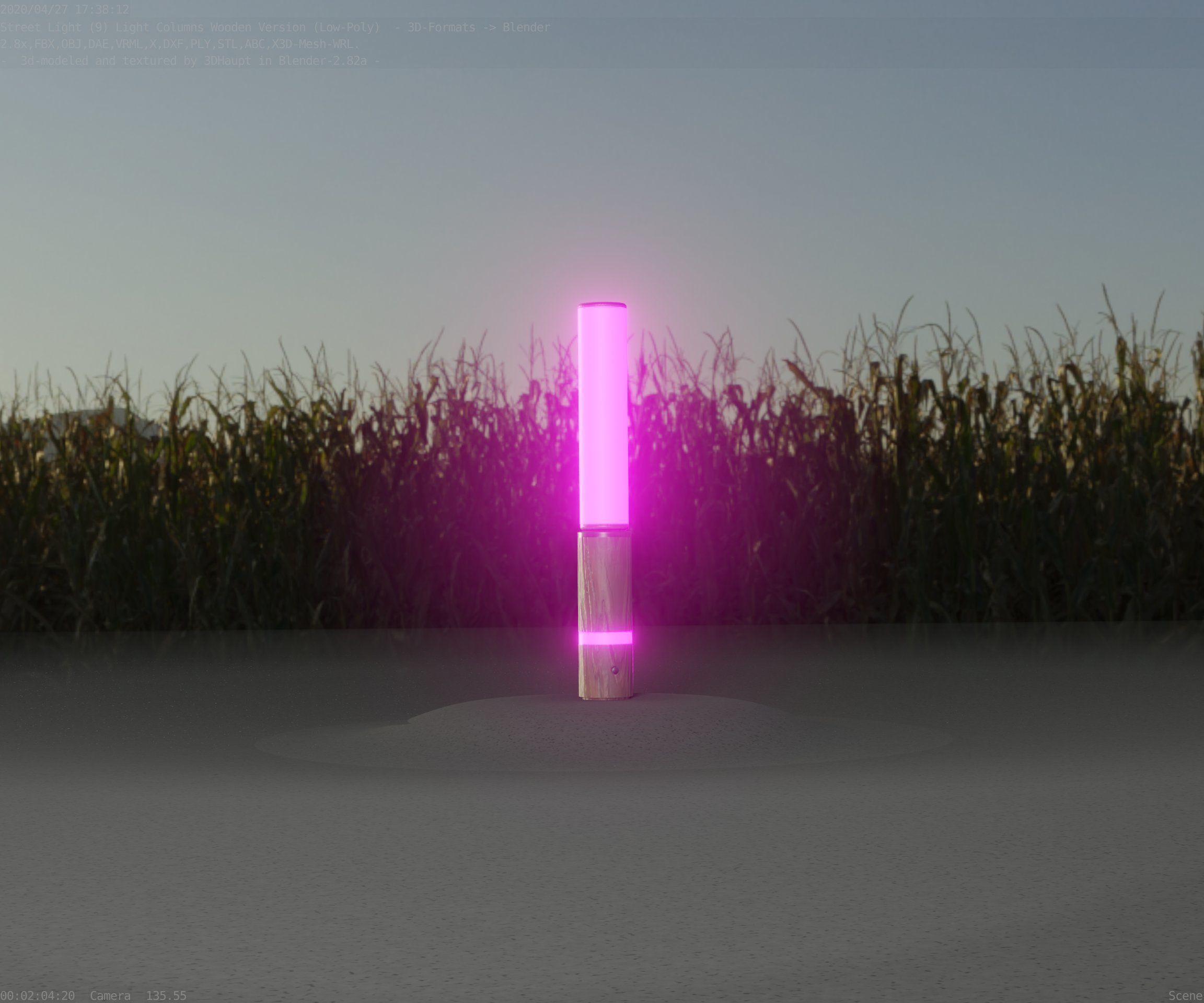 Low-Poly Wood Light-Column - 30 Street-Light Set-9  Low-poly 3D model_96