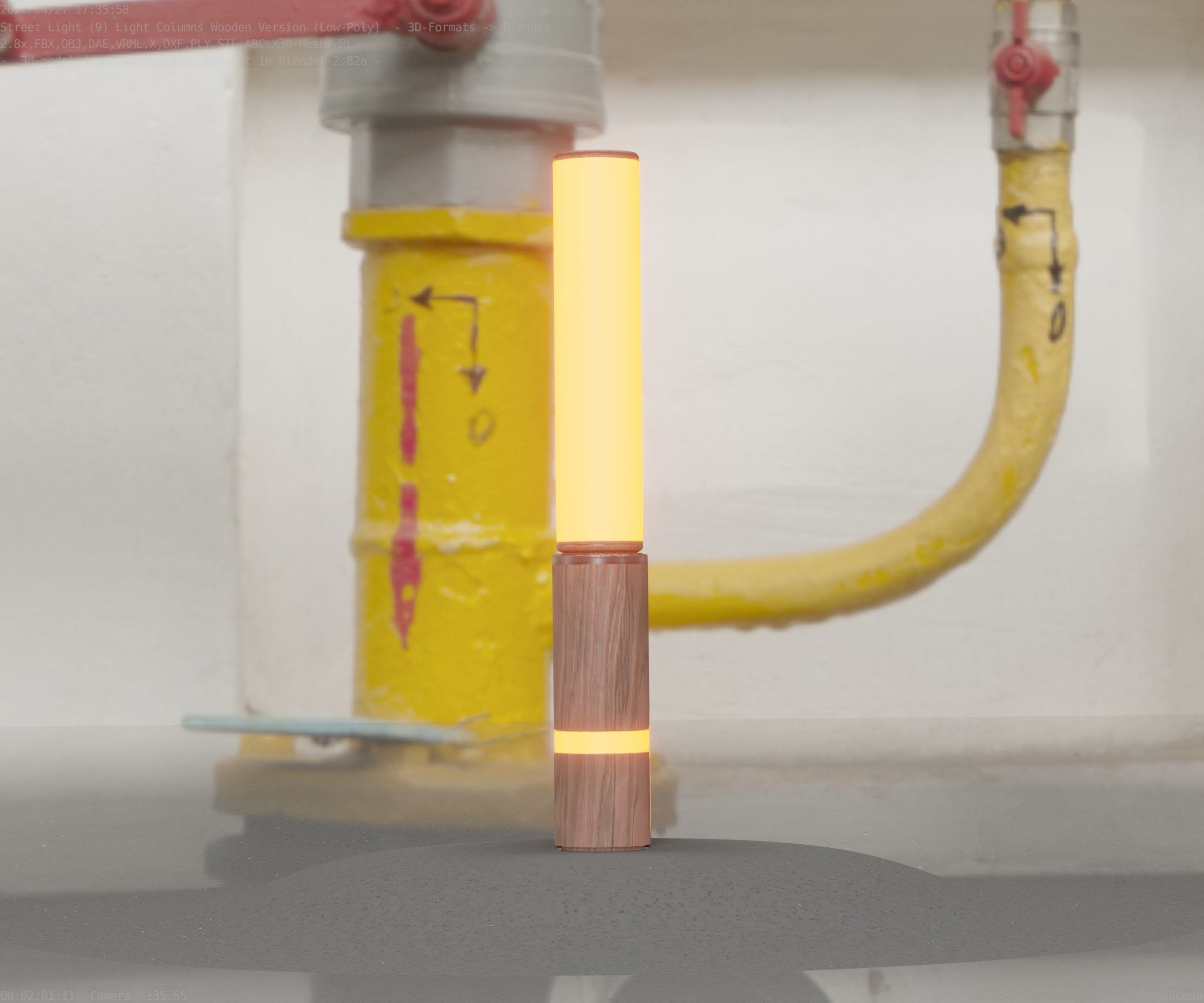 Low-Poly Wood Light-Column - 30 Street-Light Set-9  Low-poly 3D model_15