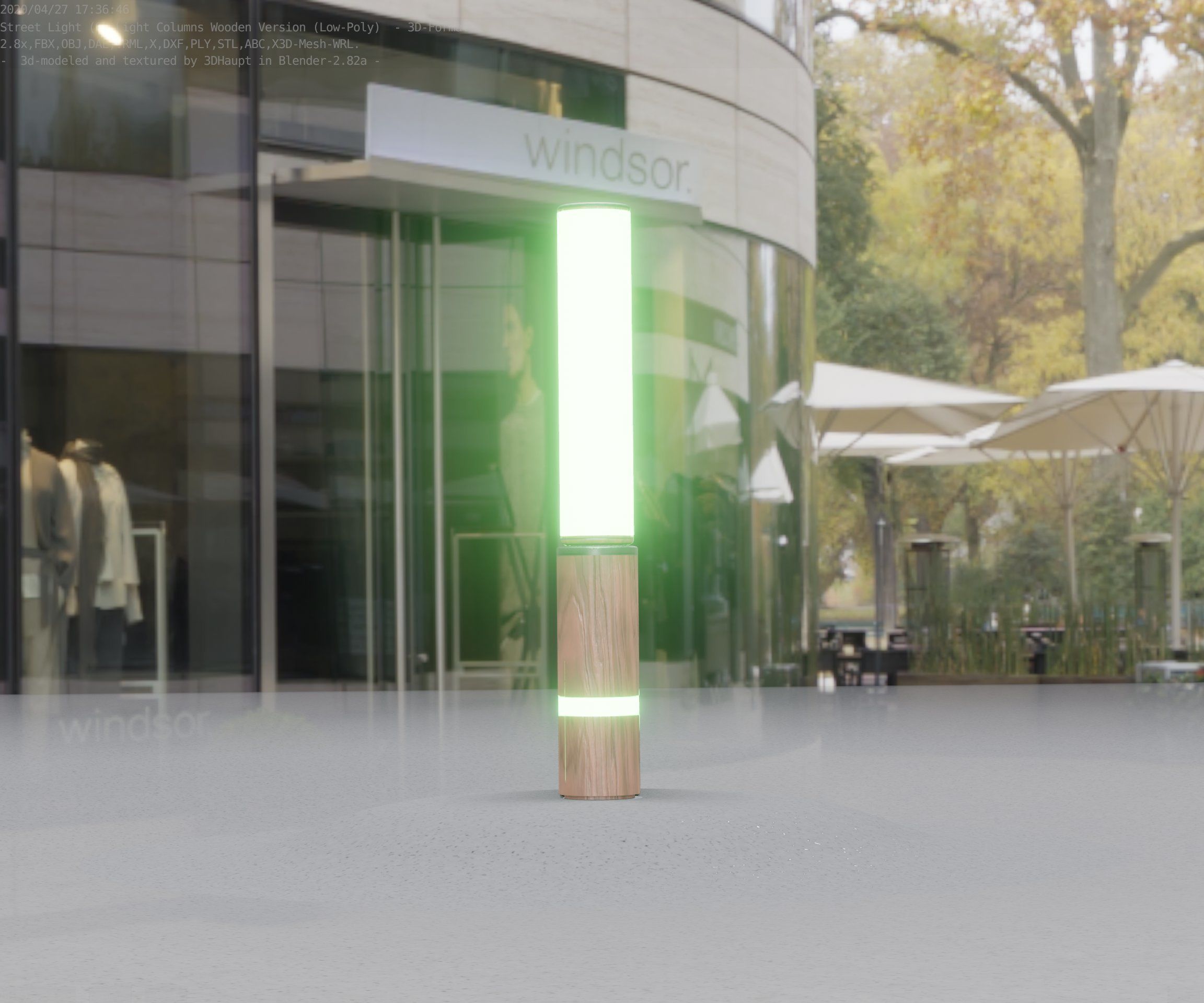 Low-Poly Wood Light-Column - 30 Street-Light Set-9  Low-poly 3D model_41