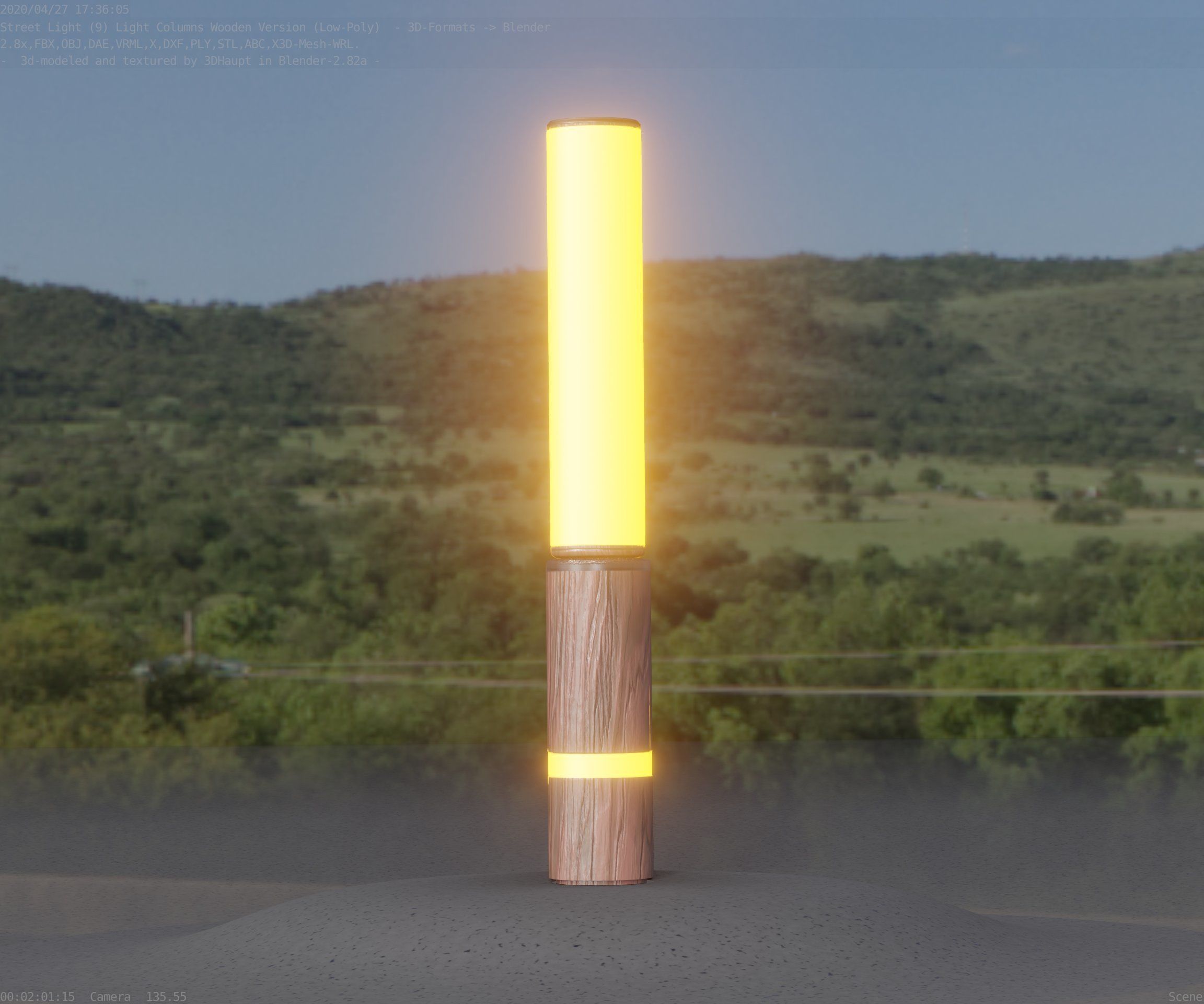 Low-Poly Wood Light-Column - 30 Street-Light Set-9  Low-poly 3D model_19