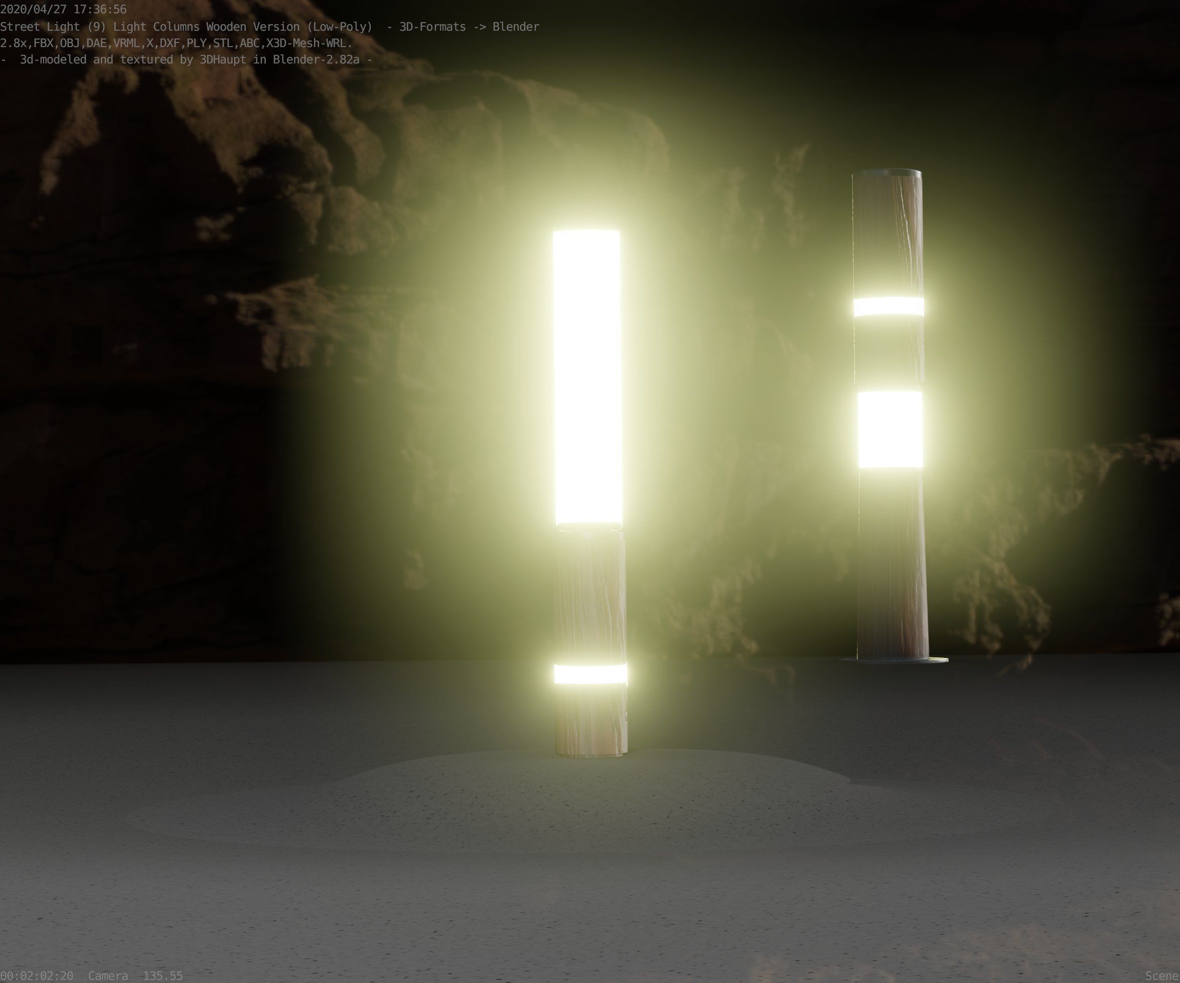 Low-Poly Wood Light-Column - 30 Street-Light Set-9  Low-poly 3D model_48