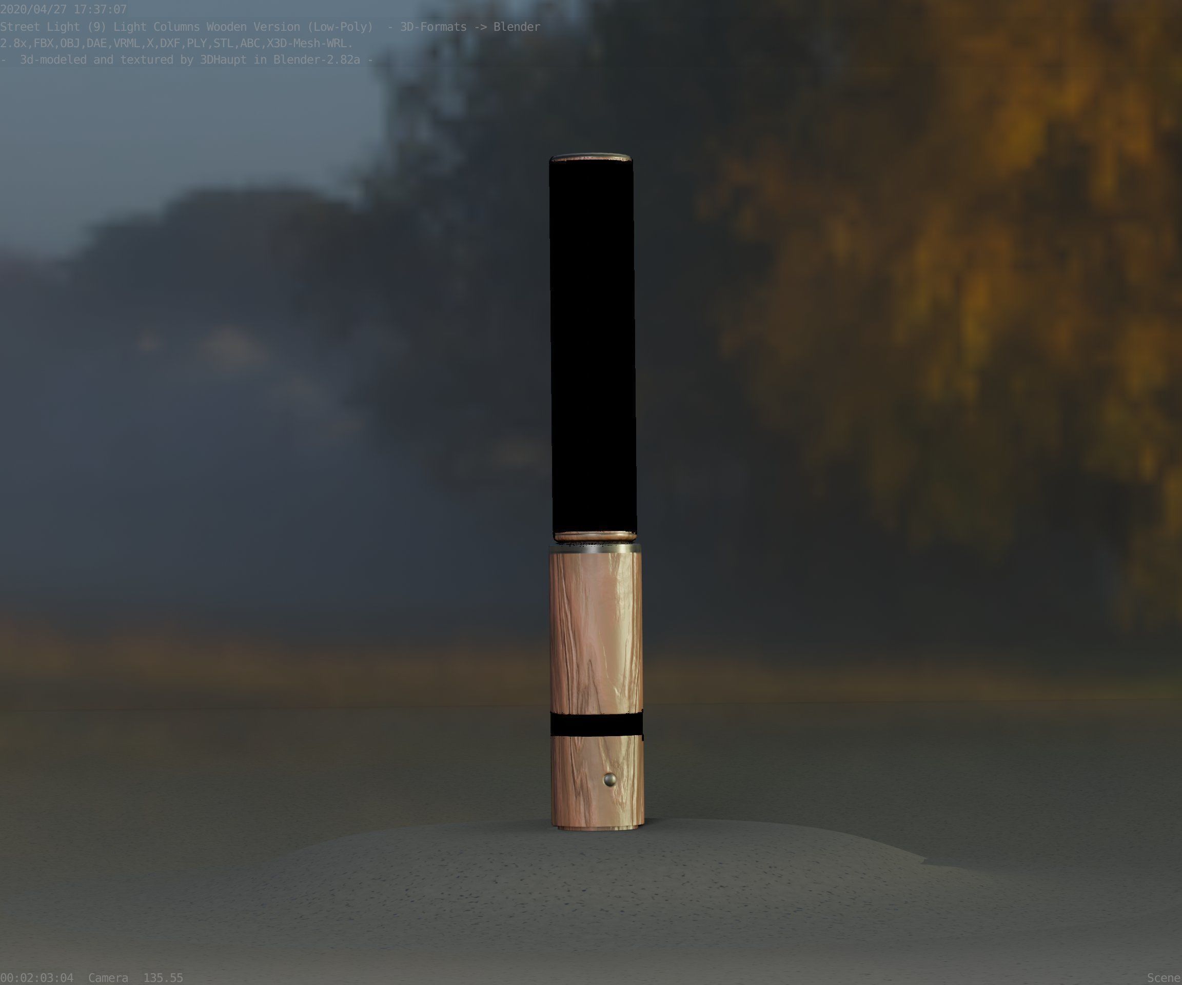 Low-Poly Wood Light-Column - 30 Street-Light Set-9  Low-poly 3D model_56