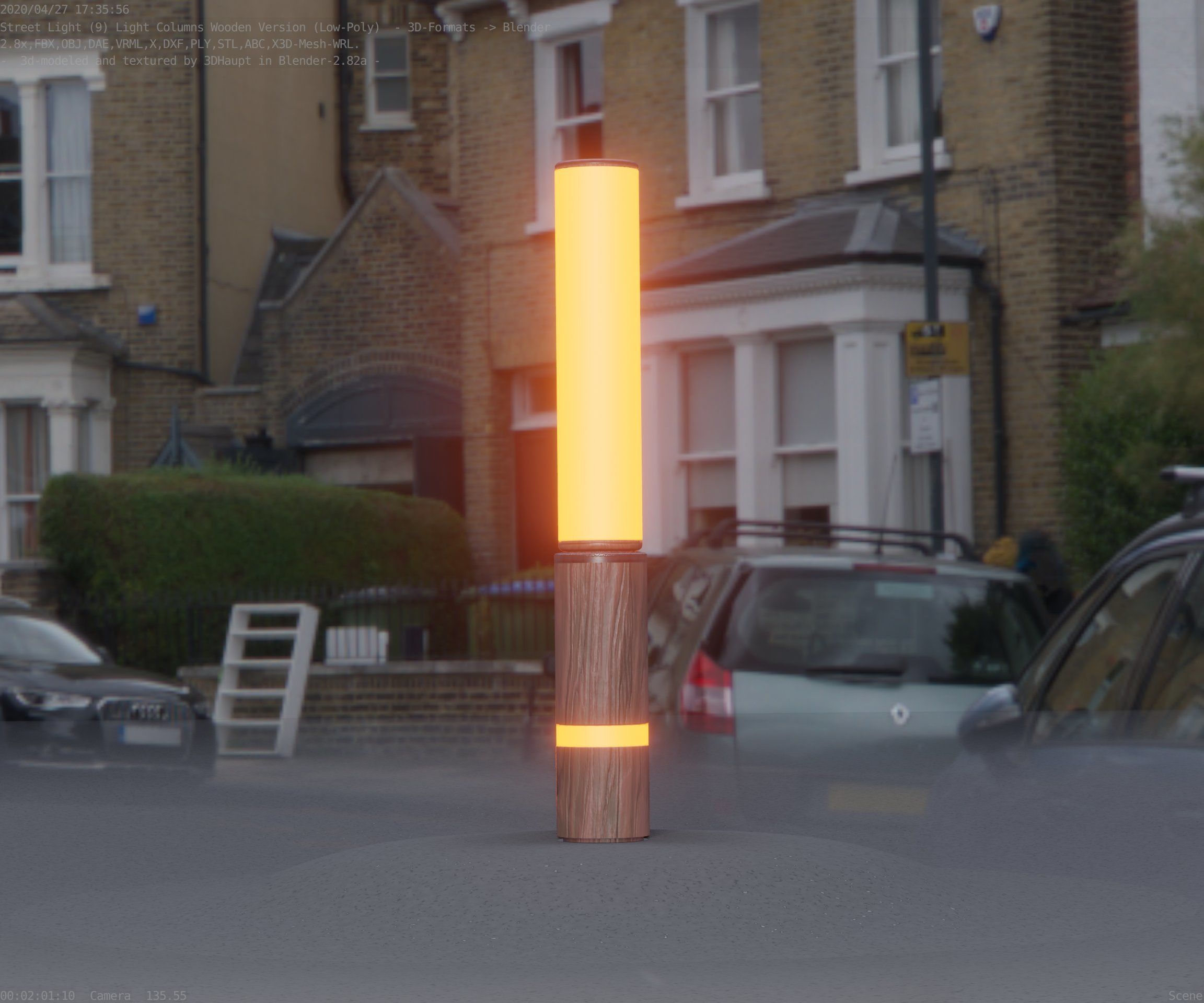 Low-Poly Wood Light-Column - 30 Street-Light Set-9  Low-poly 3D model_14
