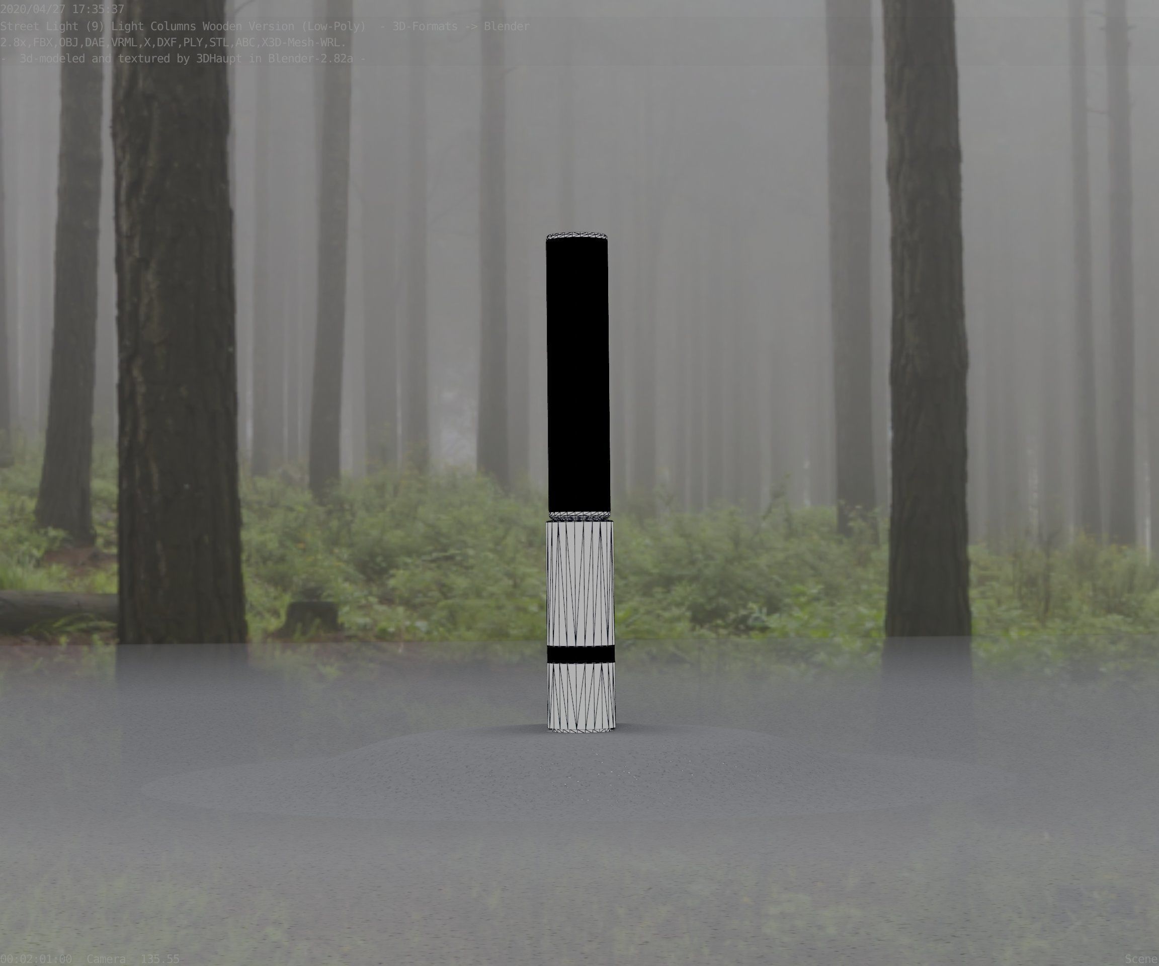 Low-Poly Wood Light-Column - 30 Street-Light Set-9  Low-poly 3D model_4