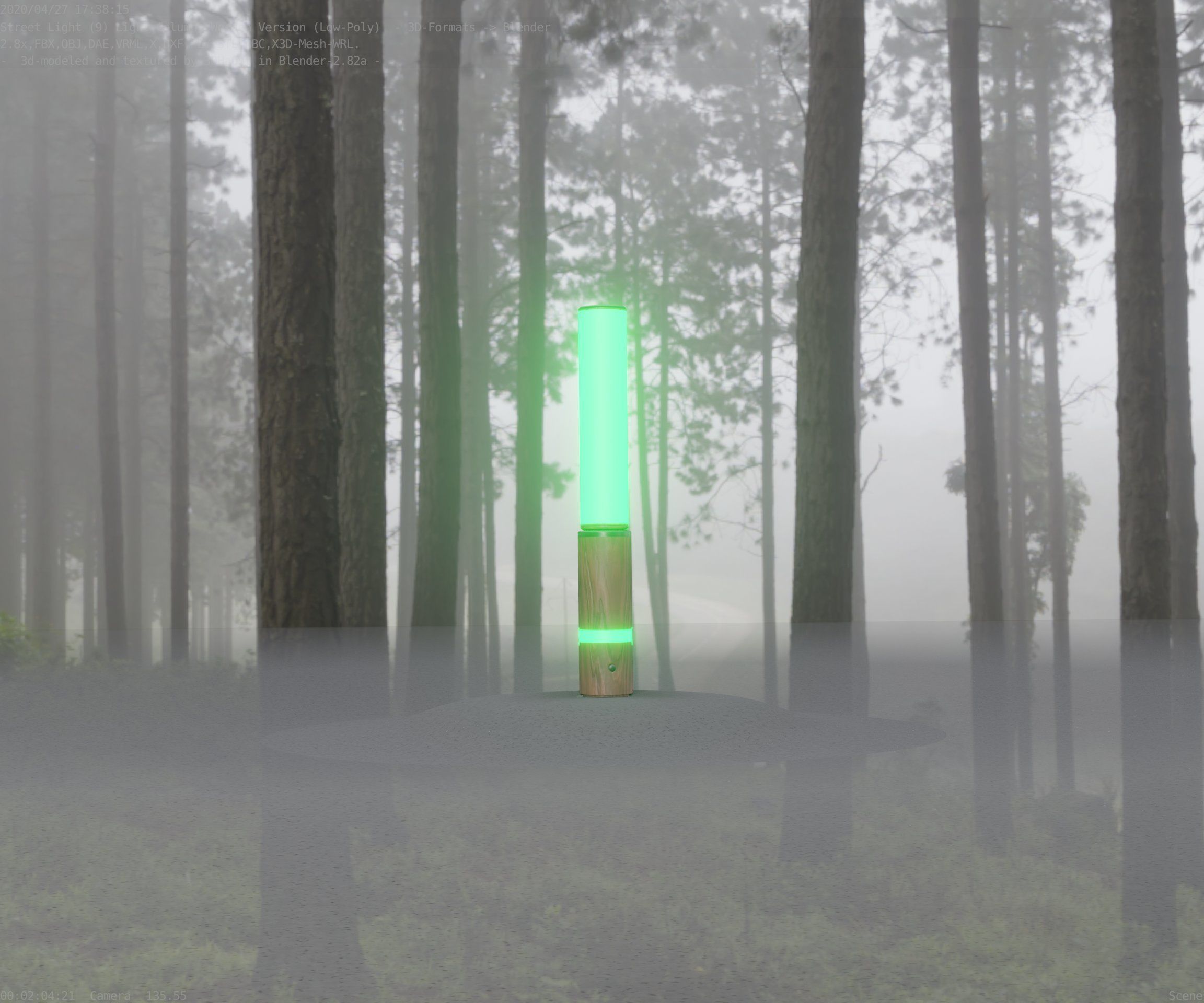 Low-Poly Wood Light-Column - 30 Street-Light Set-9  Low-poly 3D model_97