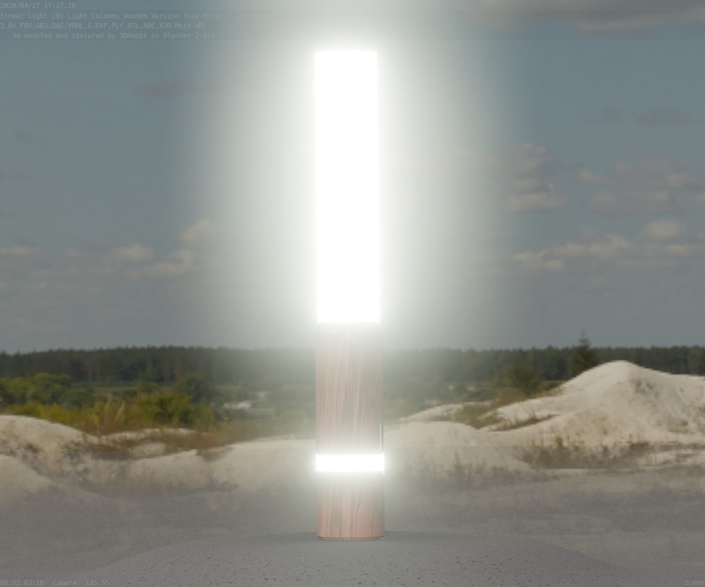 Low-Poly Wood Light-Column - 30 Street-Light Set-9  Low-poly 3D model_70